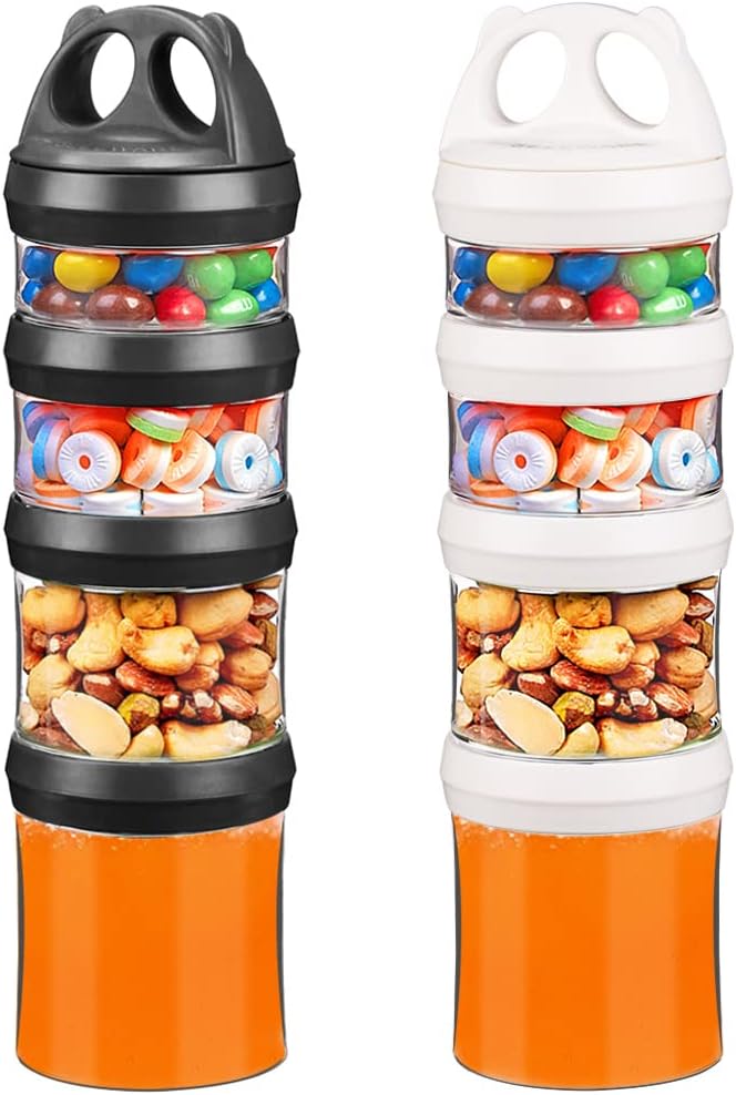 BeneLabel Food Storage 2 Pack Stackable Snack Container Set 31oz Twist Lock Stac...
