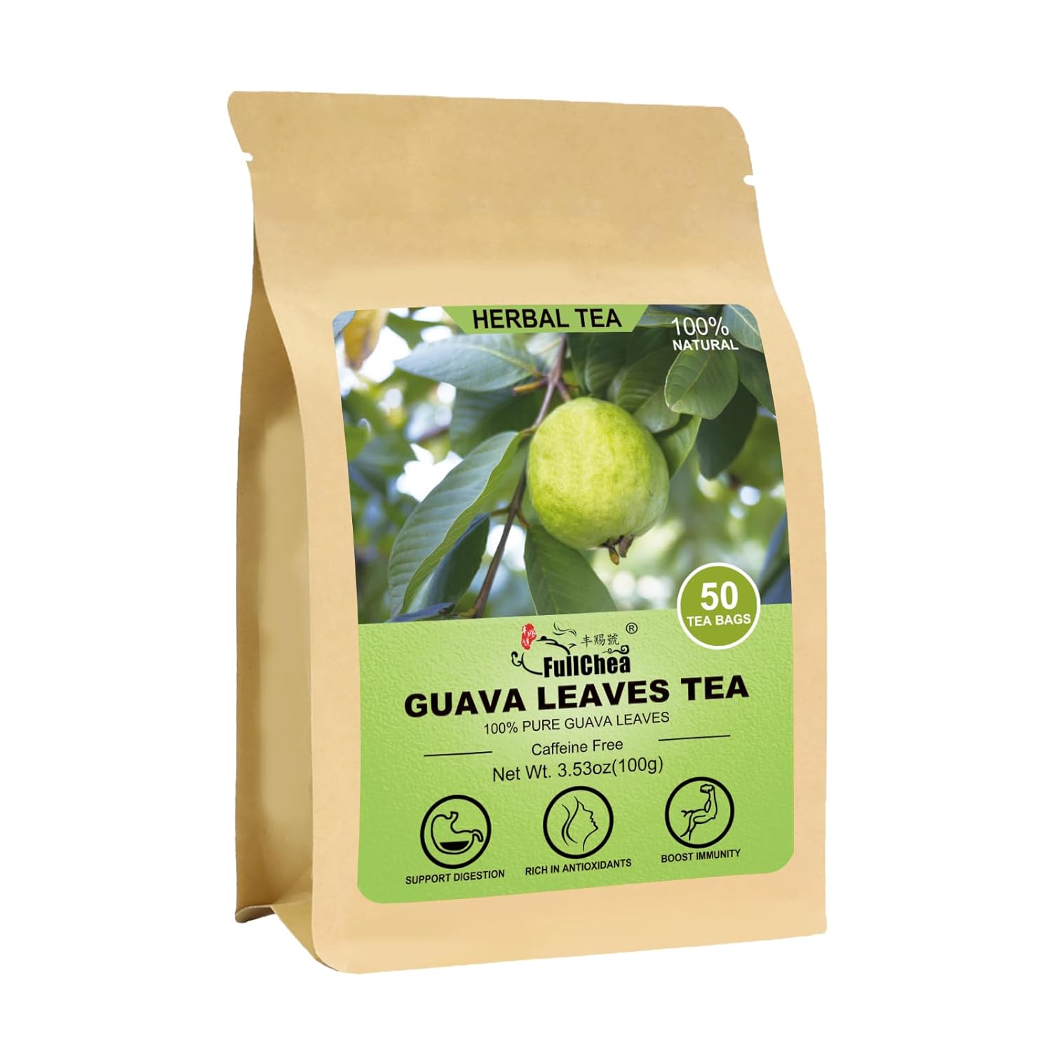 FullChea - Guava Leaves Tea Bags, 50 Teabags - Hojas De Guayaba, Premium Guava L...