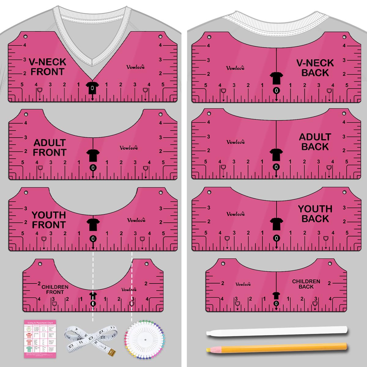 Tshirt Ruler Guide for Vinyl Alignment: T Shirt Rulers to Center Designs, Tee Sh...