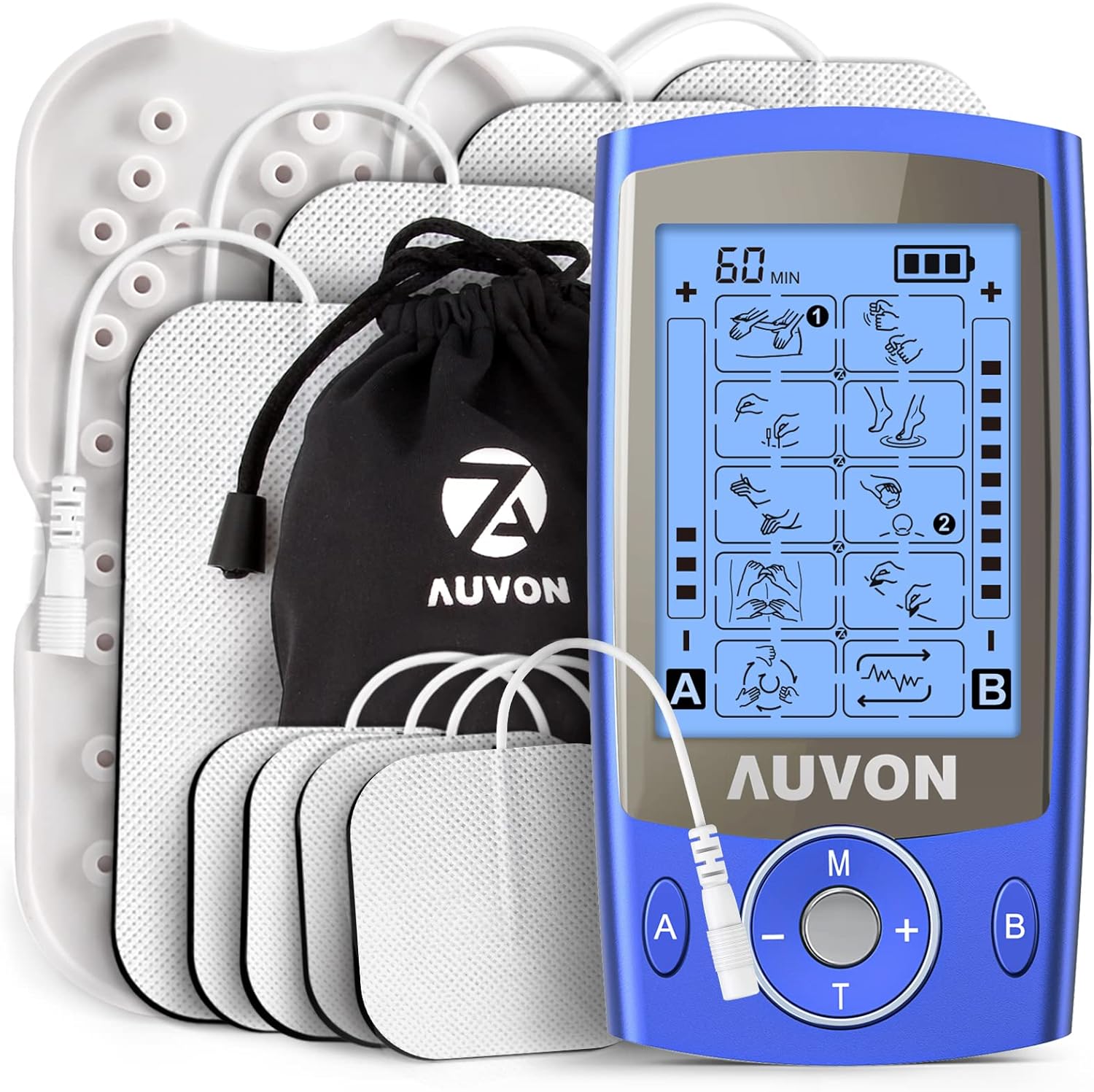 AUVON Dual Channel TENS Unit Muscle Stimulator Machine with 20 Modes, 2" and 2"x...