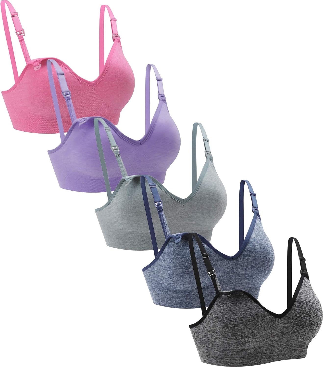 Suekaphin Nursing Bra 5pack Wireless V Neck Maternity Nursing Bra Bralette Low C...