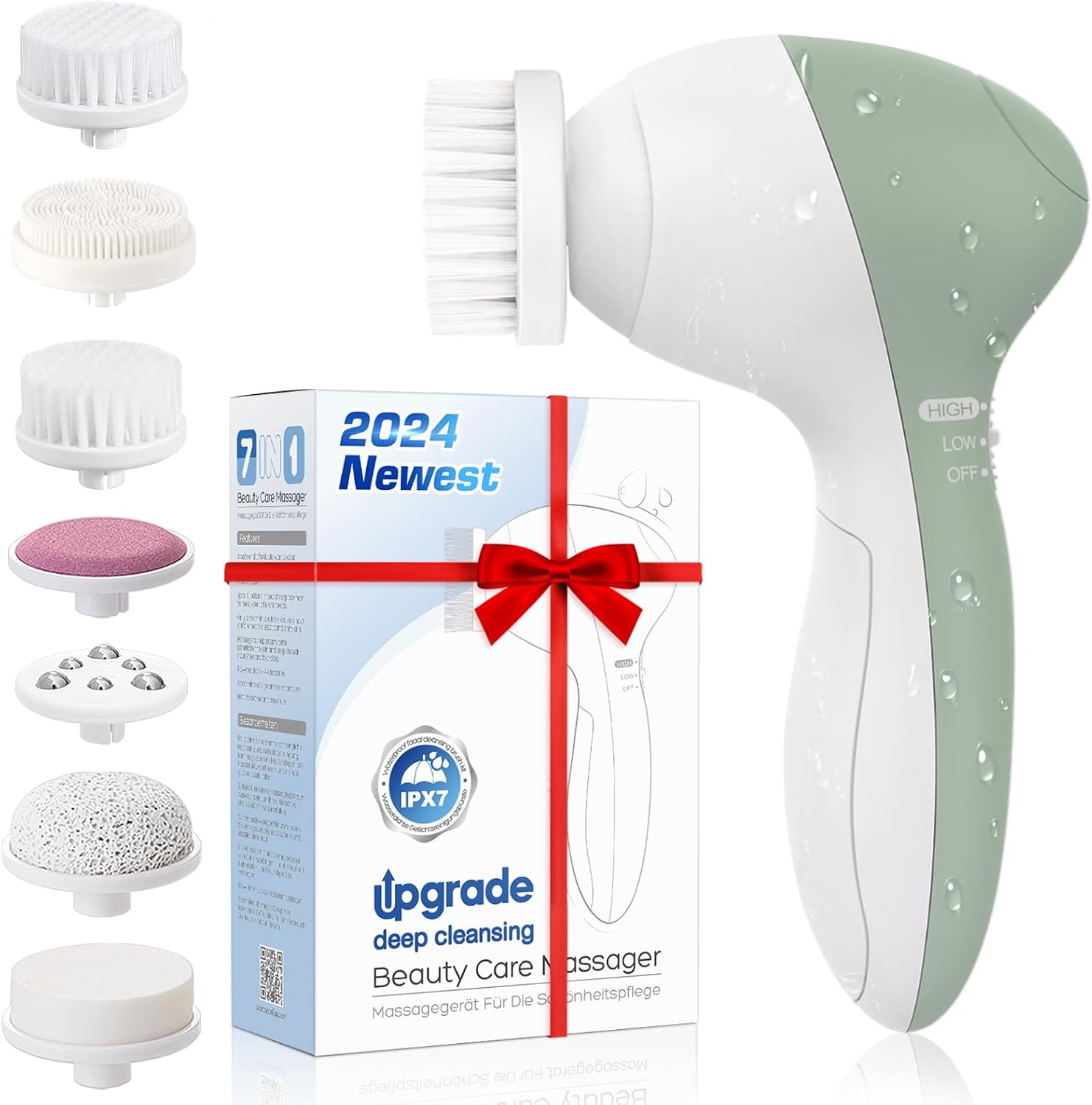 COSLUS Facial Cleansing Brush Silicone Face Scrubber: 7 in 1 FBS-D Electric Exfo...