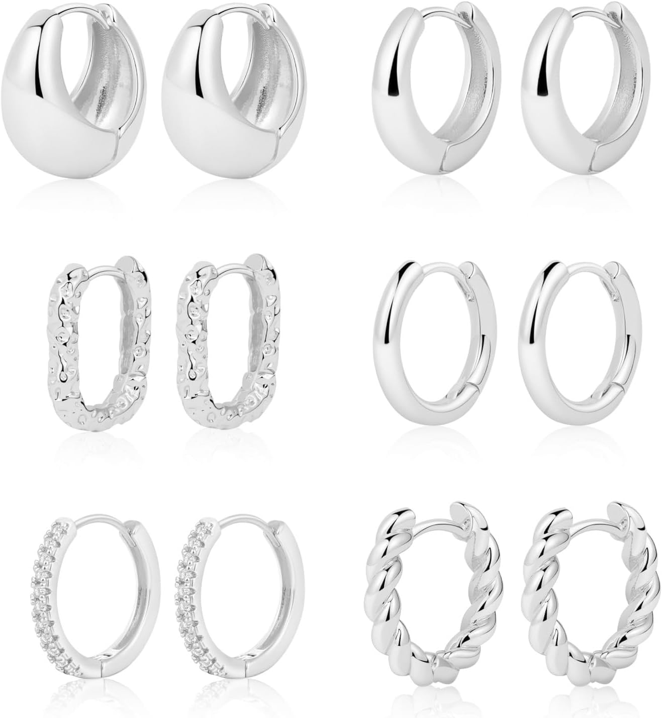 VIROMY Gold Hoop Earrings Set for Women Trendy, 14K Gold Plated Lightweight Smal...