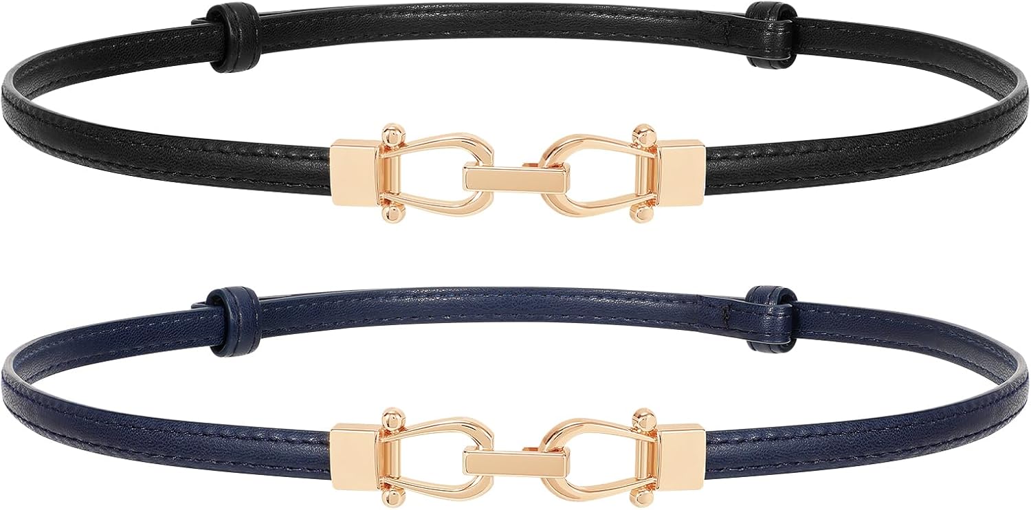 JASGOOD Leather Skinny Women Belt Thin Waist Belts for Dresses up to 37 Inches w...