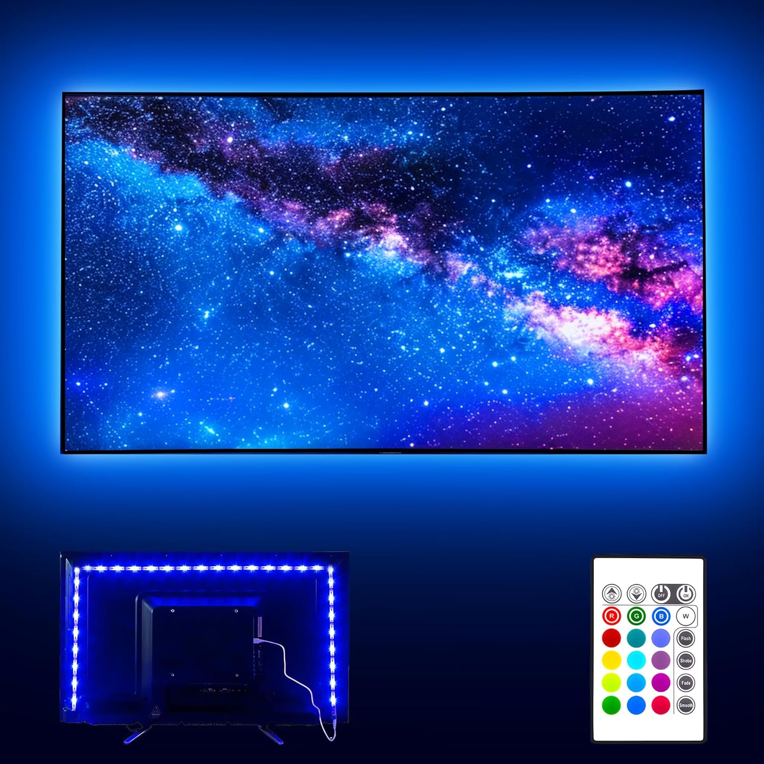 Led Strip Lights, 14.3ft for 65-75in TV, USB LED TV Backlight Kit with 24 Keys R...