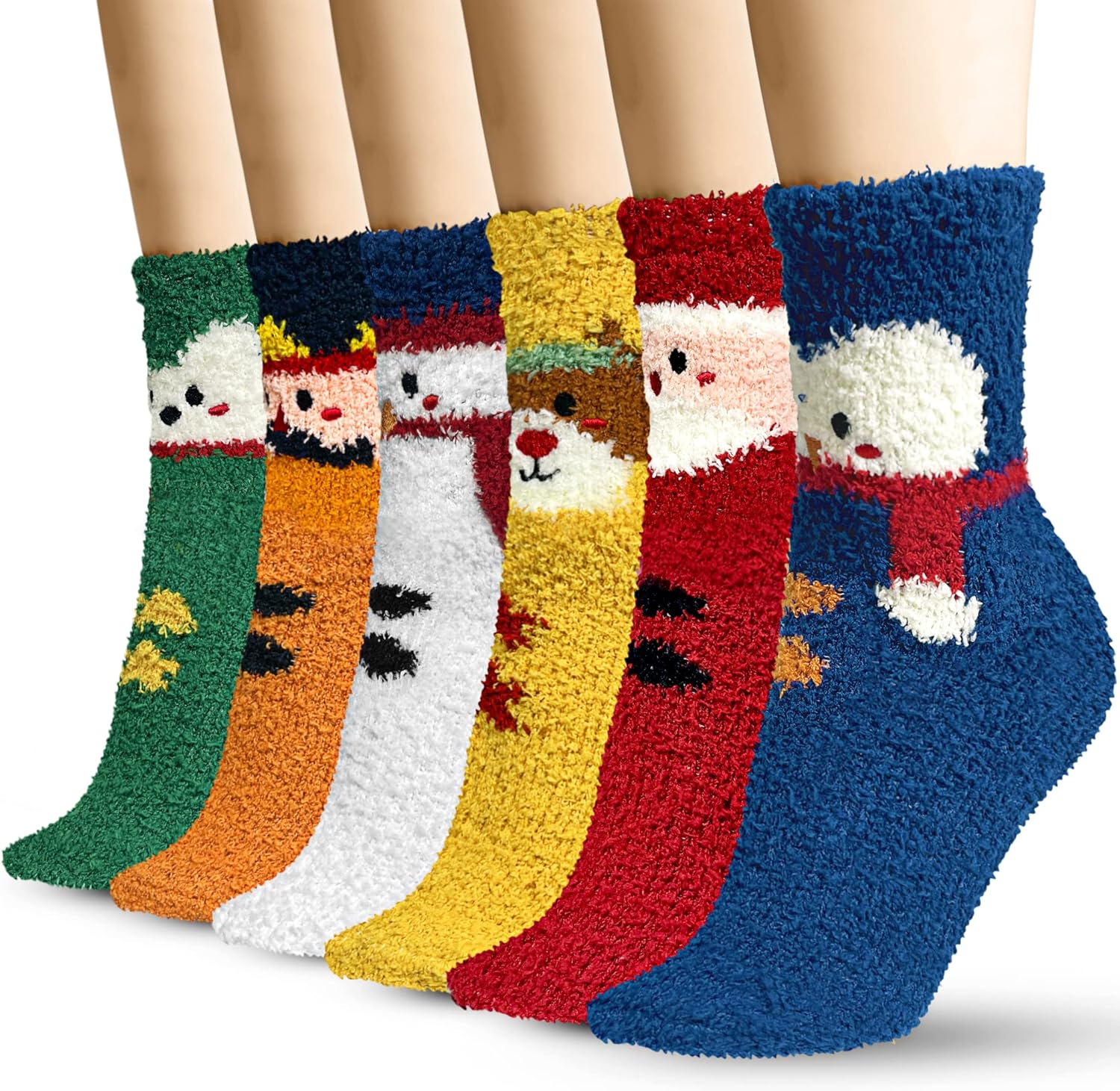 TEHOOK Fuzzy Socks Soft Cozy Fluffy Slipper Winter Warm Plush Socks Christmas St...