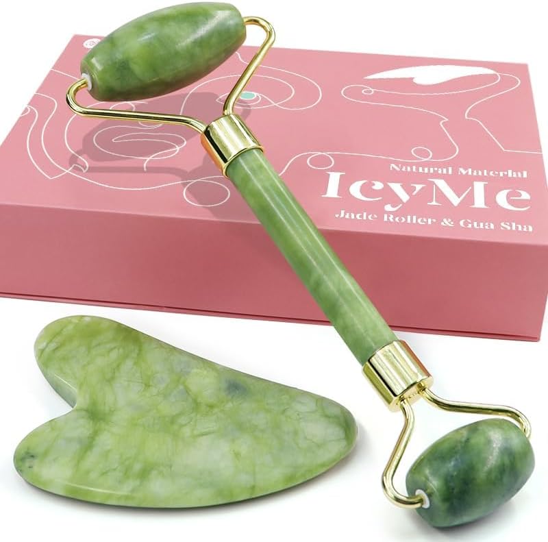 Gua Sha & Jade Roller Set Facial Beauty Tools, BAIMEI Face Roller and Guasha Fac...