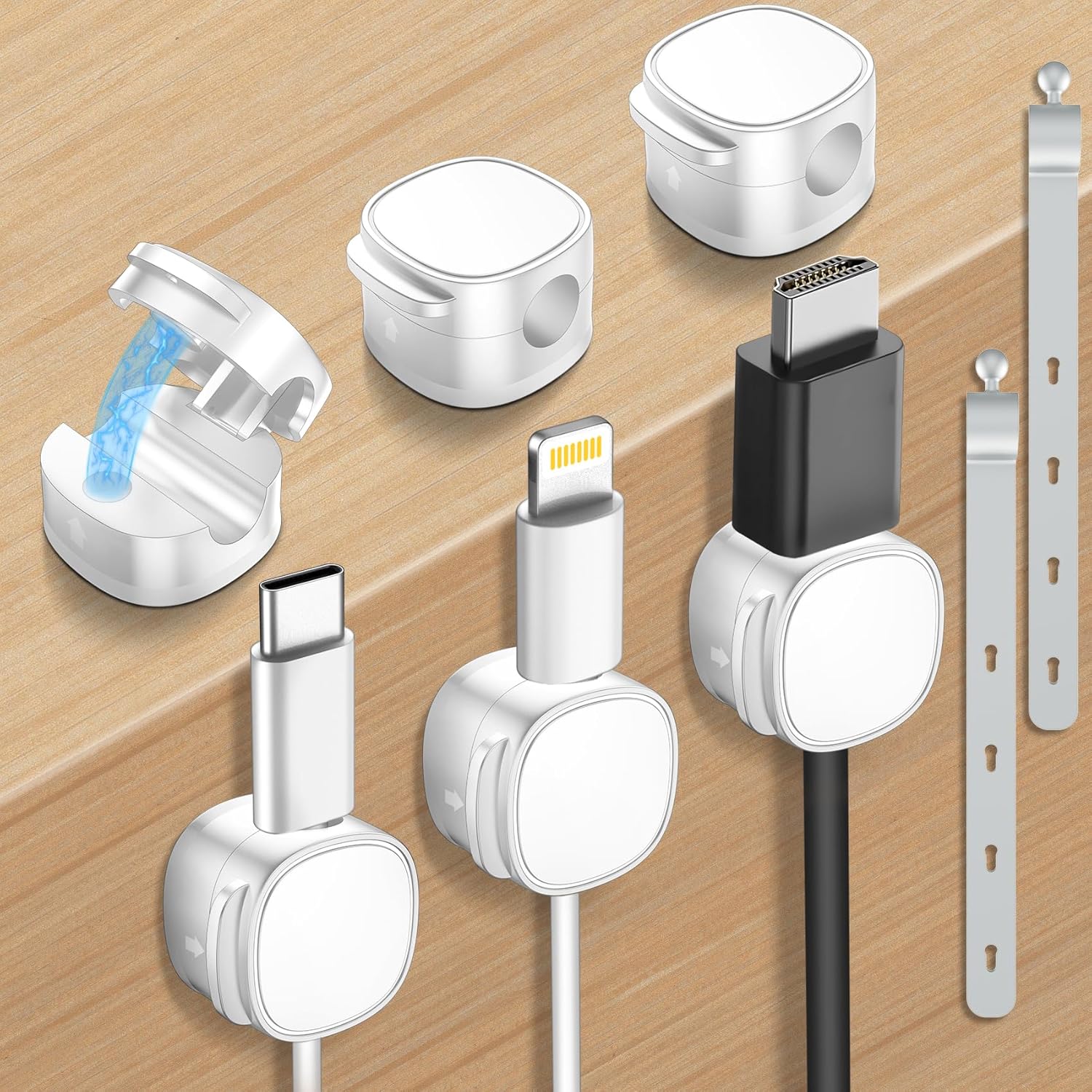 𝟖𝐏𝐚𝐜𝐤 𝐔𝐩𝐠𝐫𝐚𝐝𝐞𝐝 Magnetic Cable Clips & Silicon Cable Ties,Cord Holder[Cable Smoot...