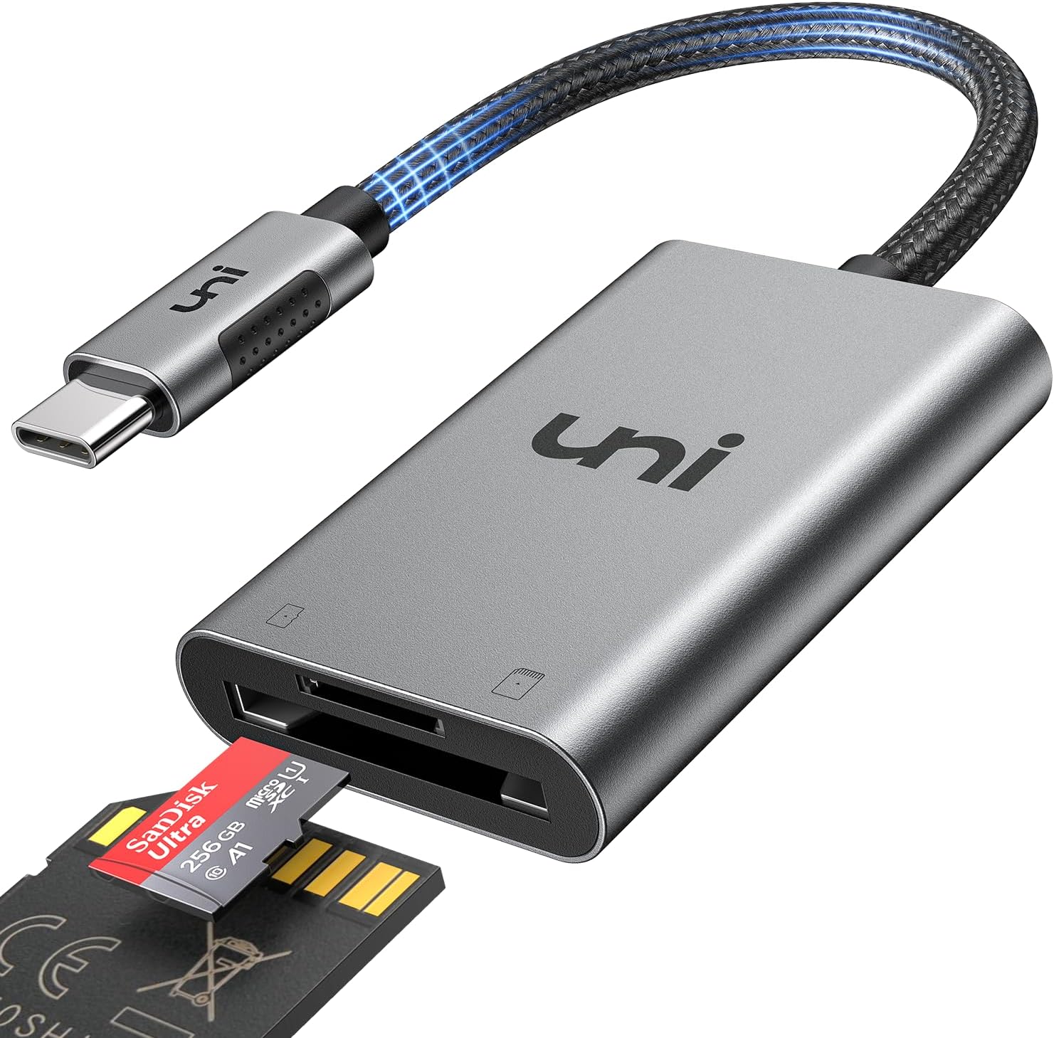 uni SD Card Reader, USB C to Micro SD/SD Card Adap...