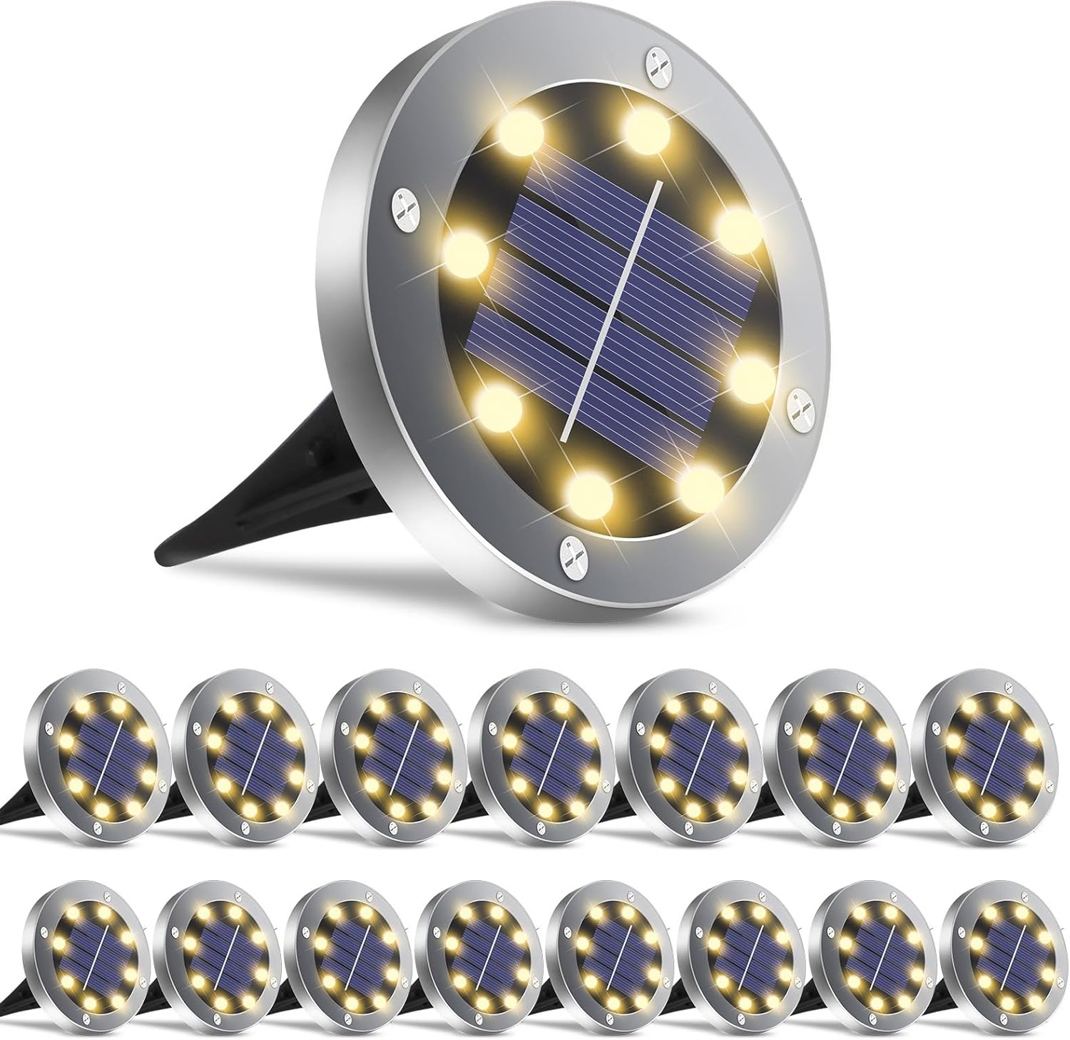 Solar Ground Lights 16Pack, Garden Solar Lights Outdoor Waterproof Solar Pathway...
