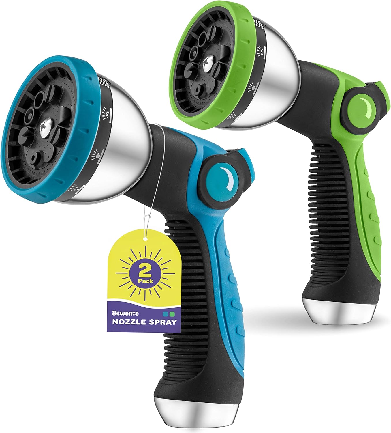 Hose Nozzle [2 Pack] Heavy Duty Hose Sprayer With 10 Adjustable Watering Pattern...