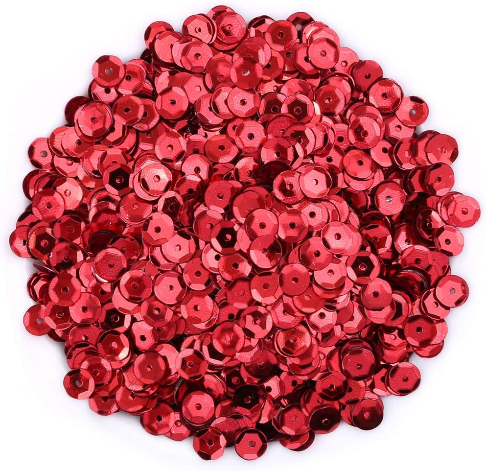 Naler 2800pcs Loose Sequins Red Glittering Sequins Spangles Sequins for Crafts S...