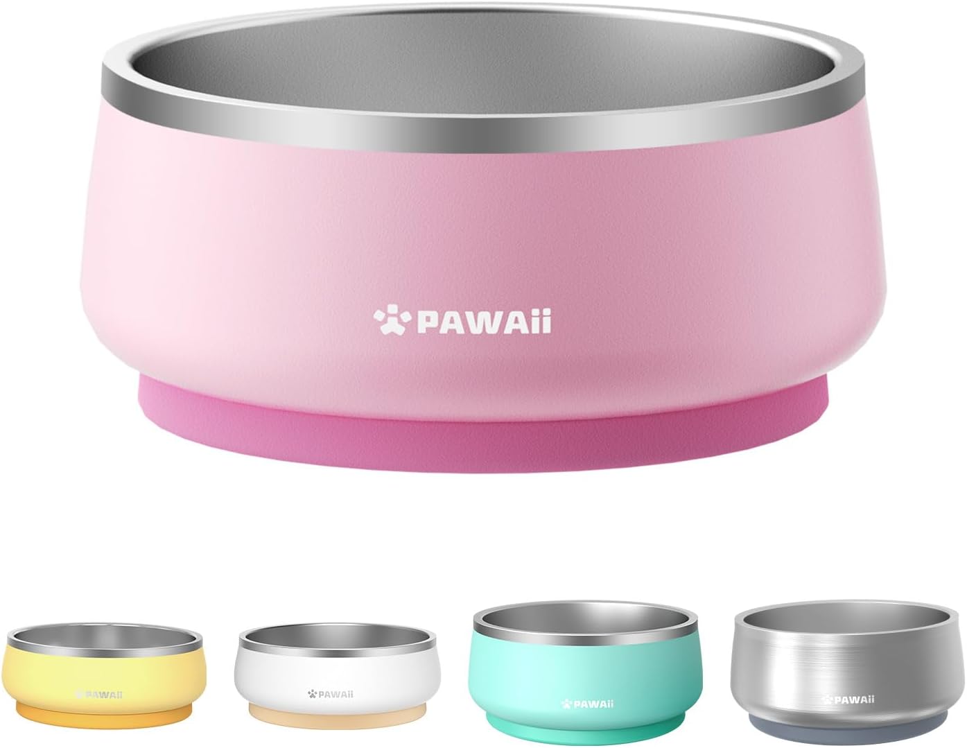 Pawaii Dog Bowl, Dog Water Bowl with Non-Slip Rubber Base, Metal Insulated Stain...