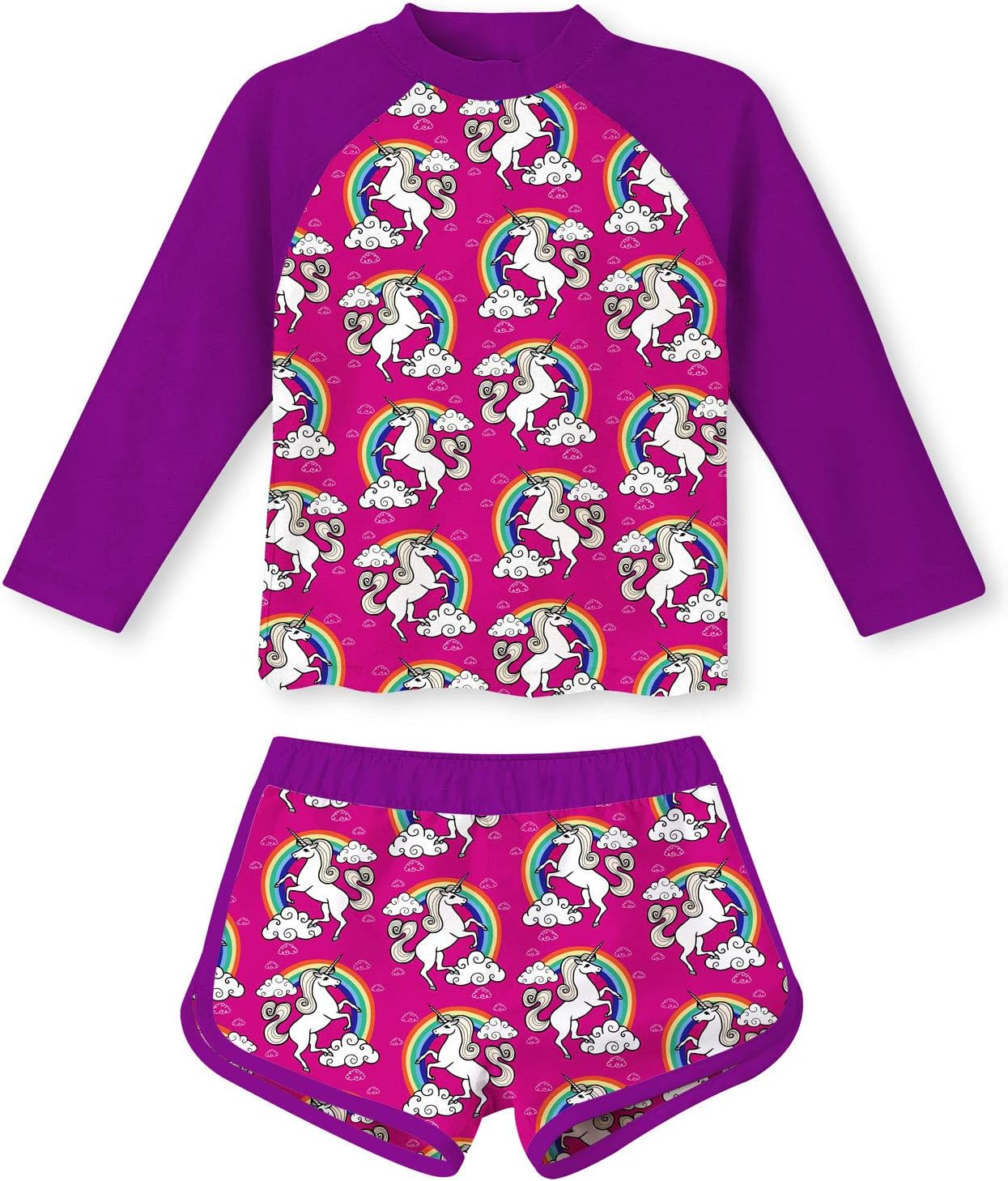 TUONROAD Girls Swimming Costume Toddler Baby Kids Two Piece Long Sleeve Swimsuit...