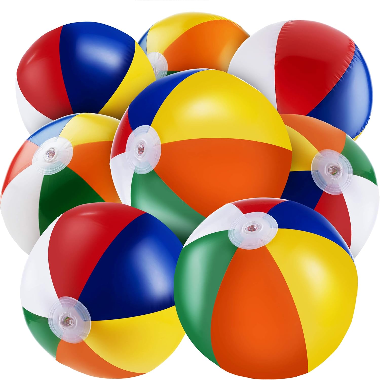 Inflatable Beach Balls Bulk - (Pack of 12) 16 Inch Inflatable Rainbow Beach Ball...