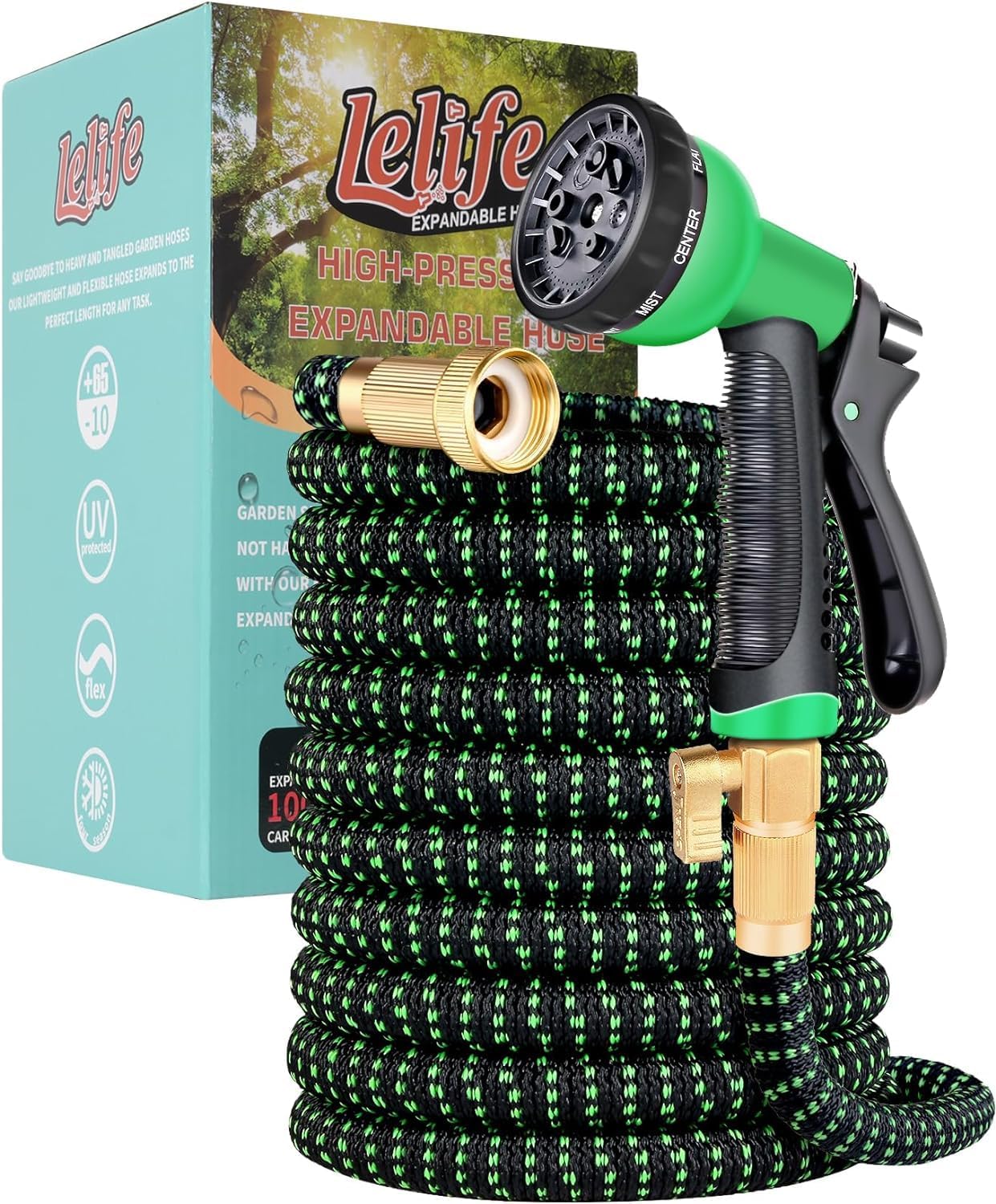 Garden Hose, Upgraded 4-Layer Latex Hose Pipe, 1/2'' & 3/4'' Solid Brass Connect...