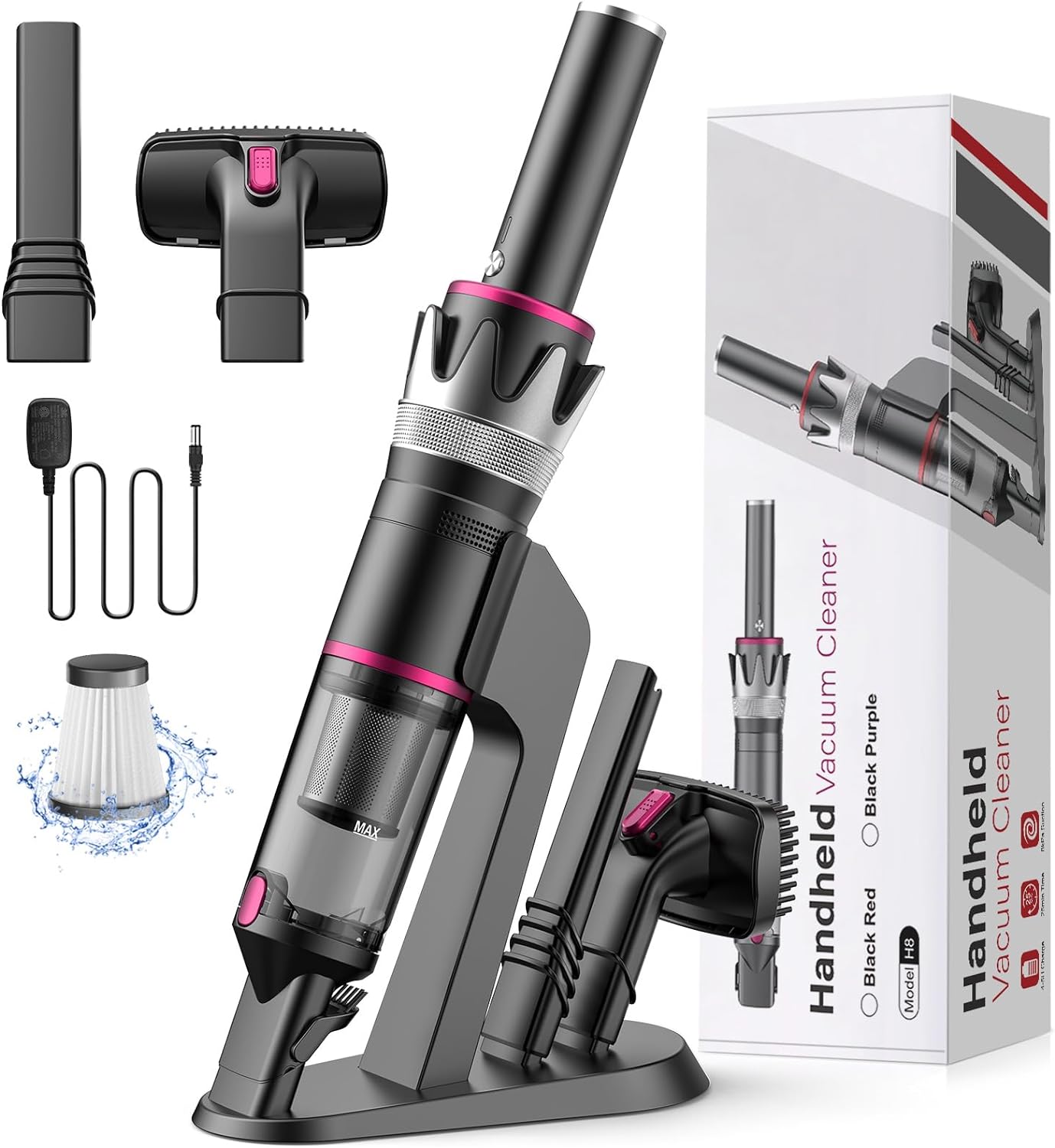 Handheld Vacuum Cordless, 8K Pa Powerful Portable Vacuum for Car, Rechargeable 4...