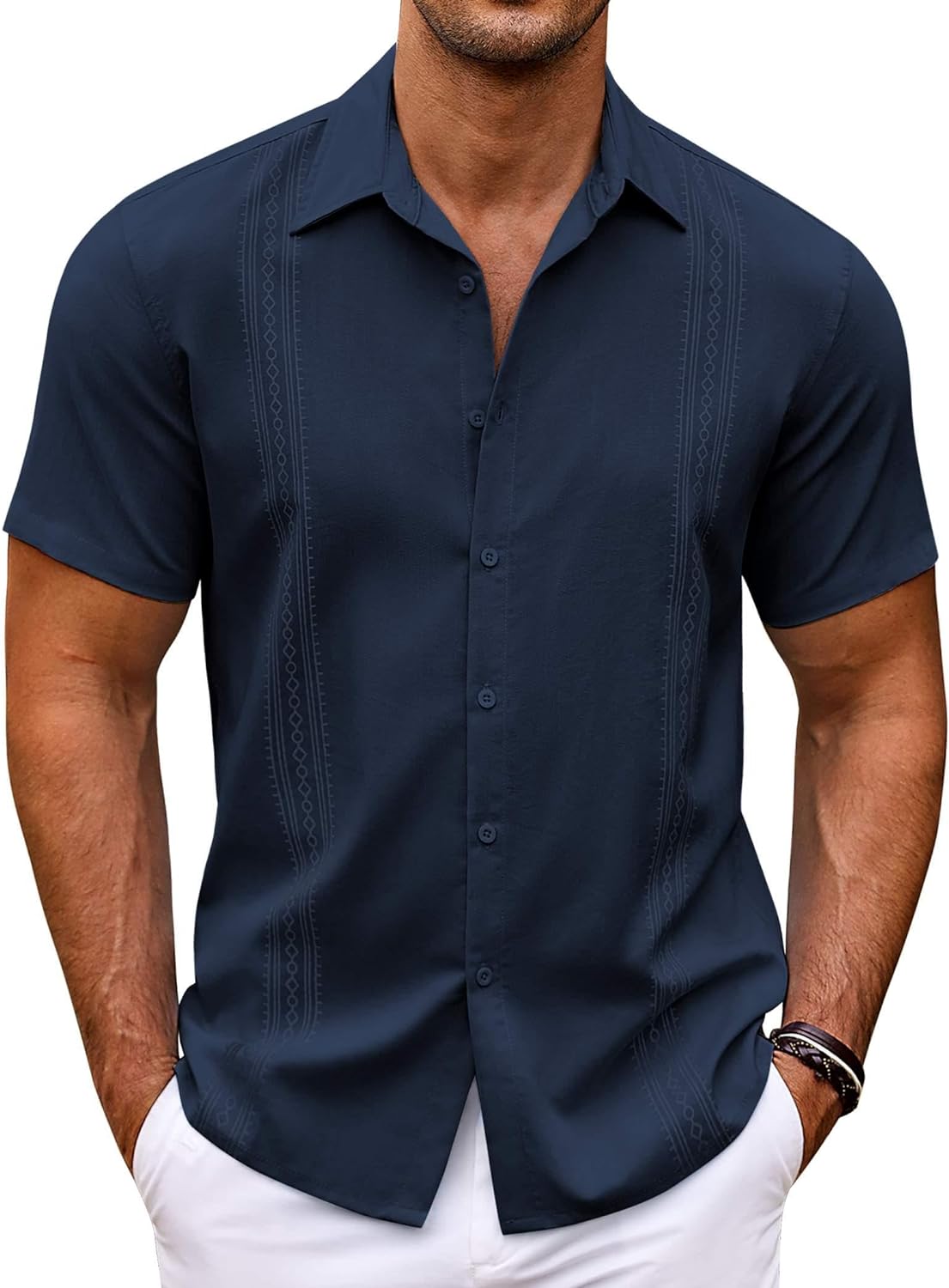 COOFANDY Men's Cuban Guayabera Shirt, Special Short Sleeve Button Down Casual Sh...
