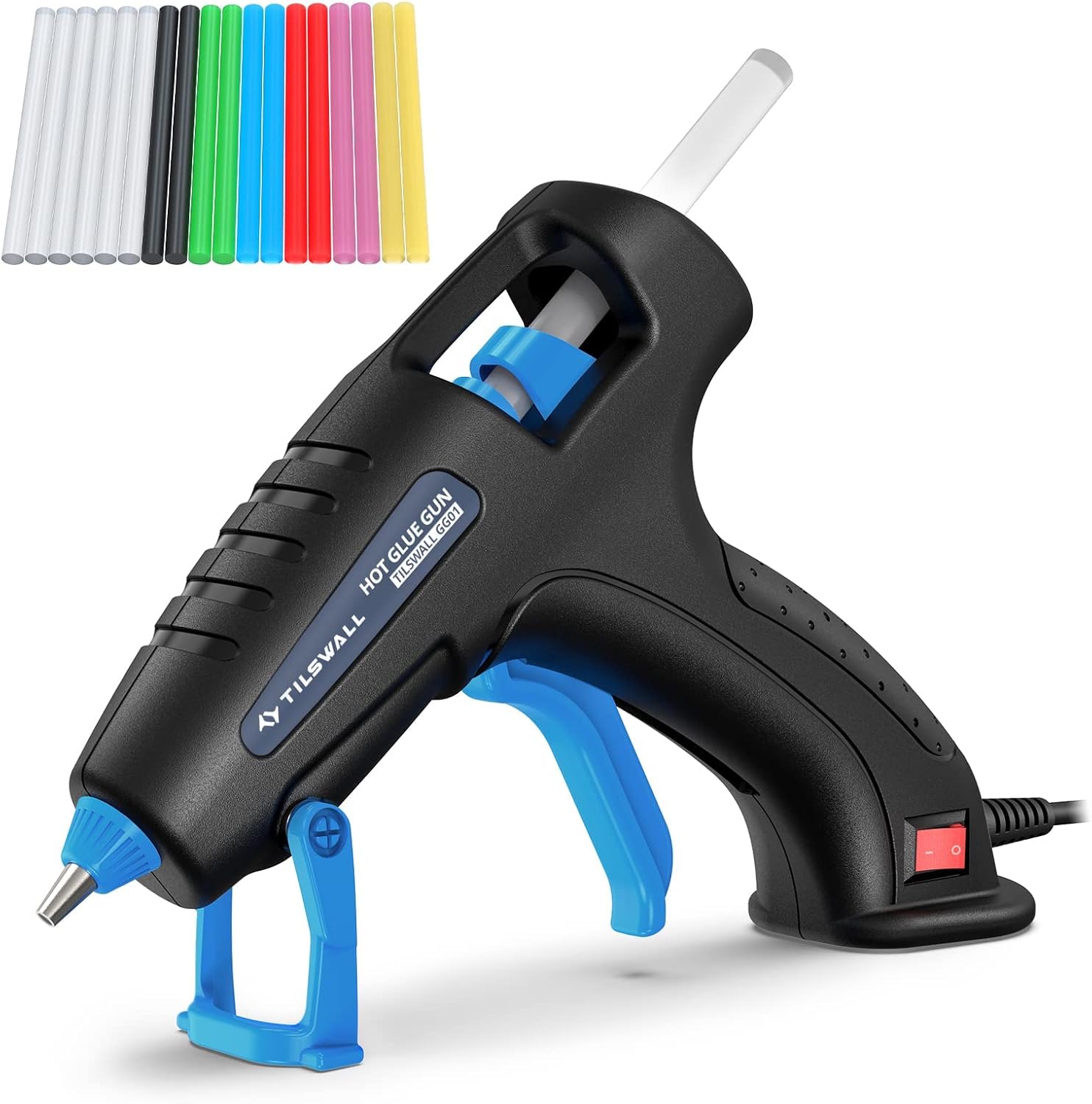 Tilswall Hot Glue Gun for Crafting, 60W Mini Melt Guns with 18pcs 7mm x 100mm Gl...