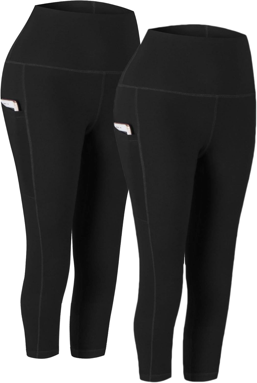 Fengbay 2 Pack High Waist Yoga Pants, Pocket Yoga Pants Tummy Control Workout Ru...