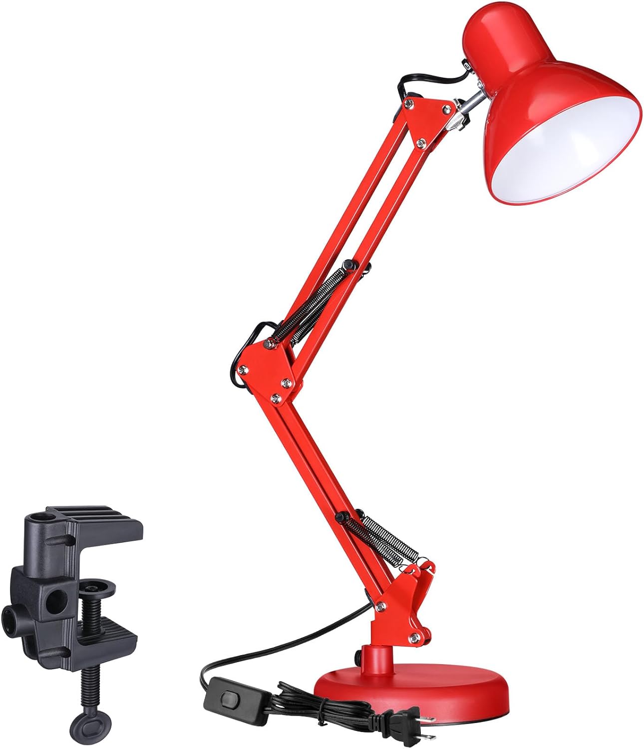TORCHSTAR Metal Swing Arm Architect Desk Lamp with Clamp, Adjustable Gooseneck T...