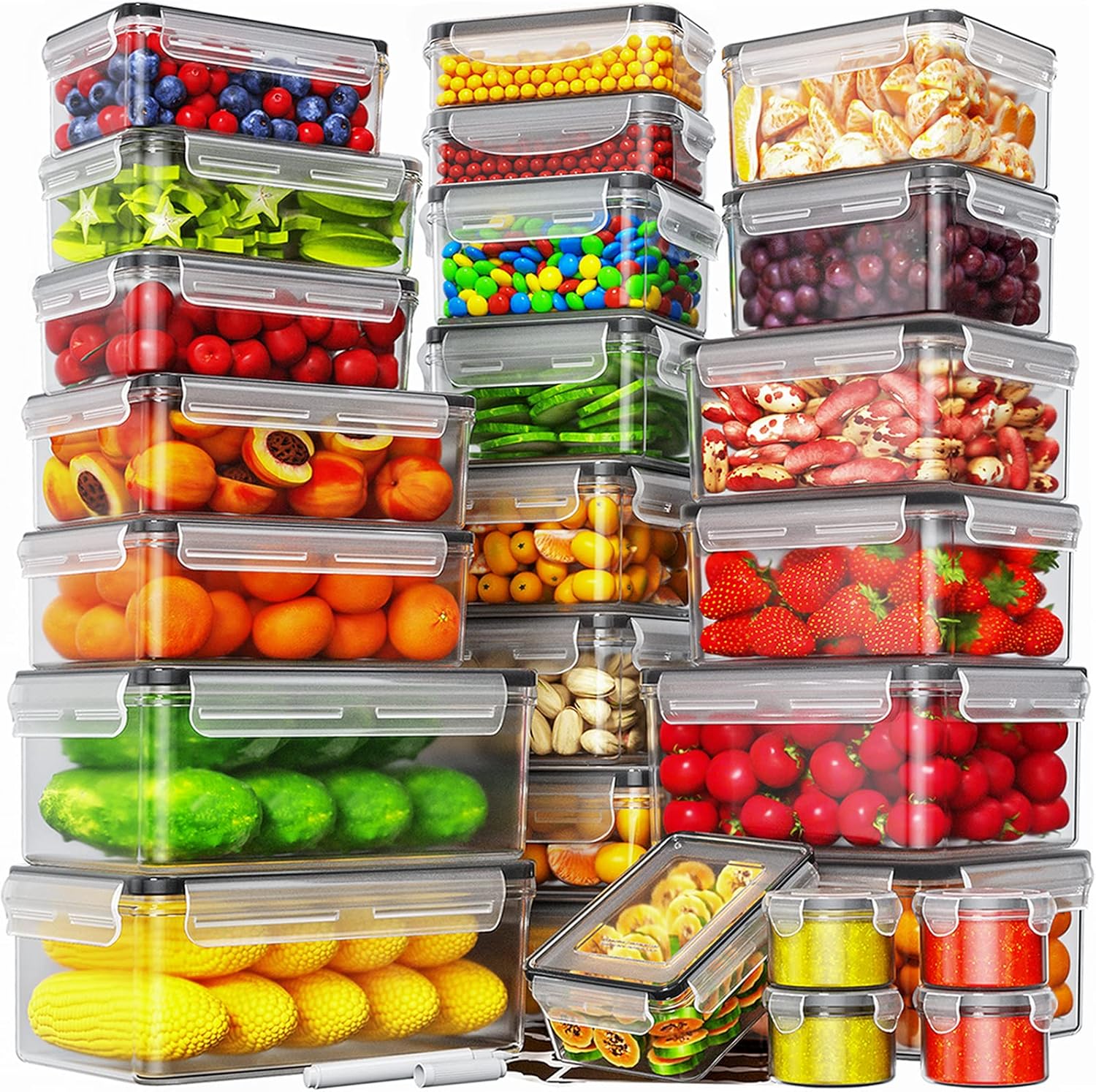 52 Piece Airtight Food Storage Containers Set with Lids (26 Containers & 26 Lids...