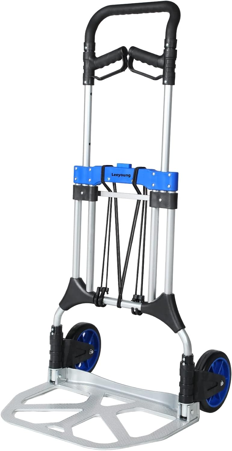 Folding Hand Trucks Heavy Duty by Leeyoung,500 lb Aluminium Folding Hand Cart Do...