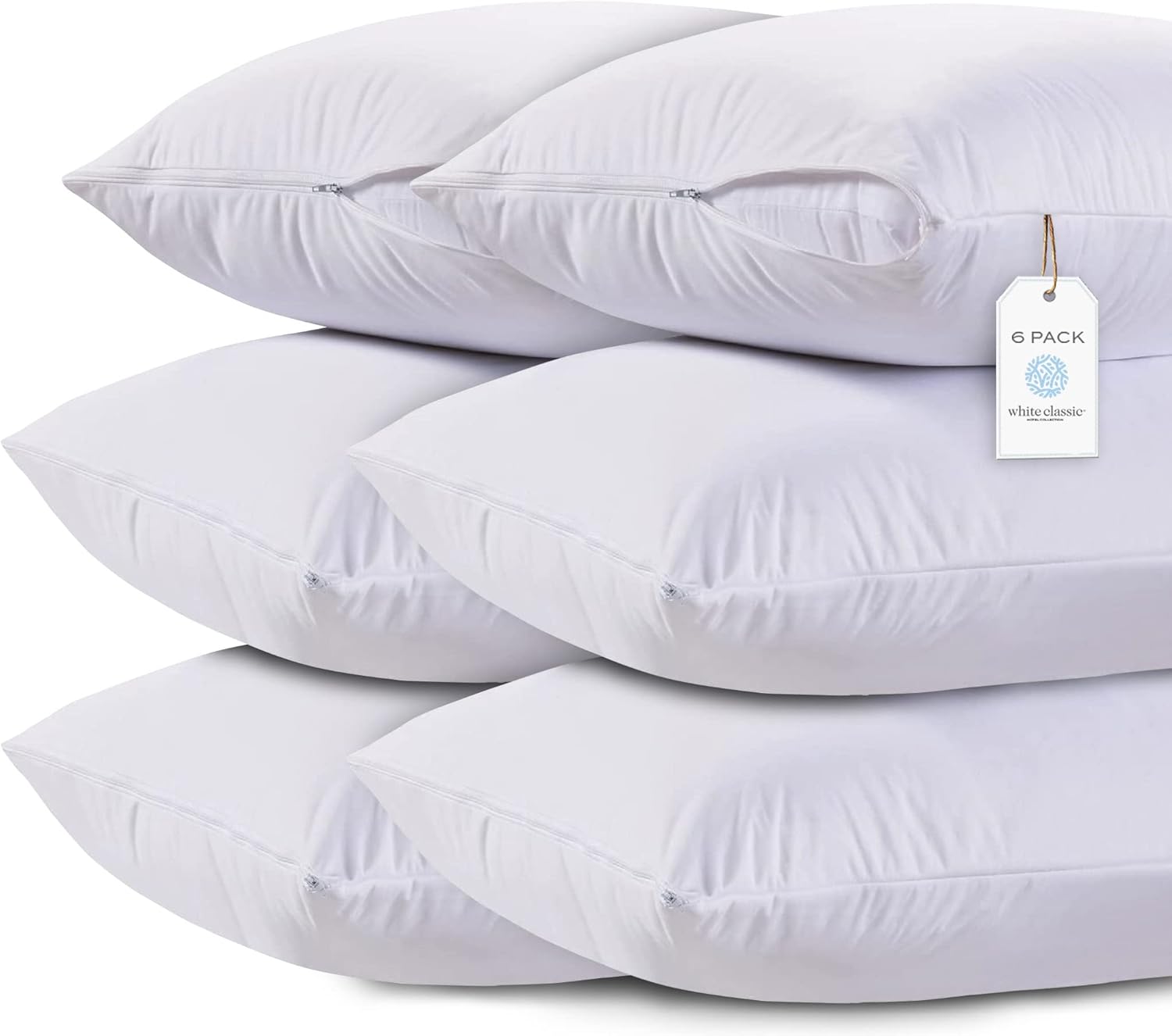 White Classic Luxury Hotel Collection Zippered Style Pillow Cover, 200 Thread Co...