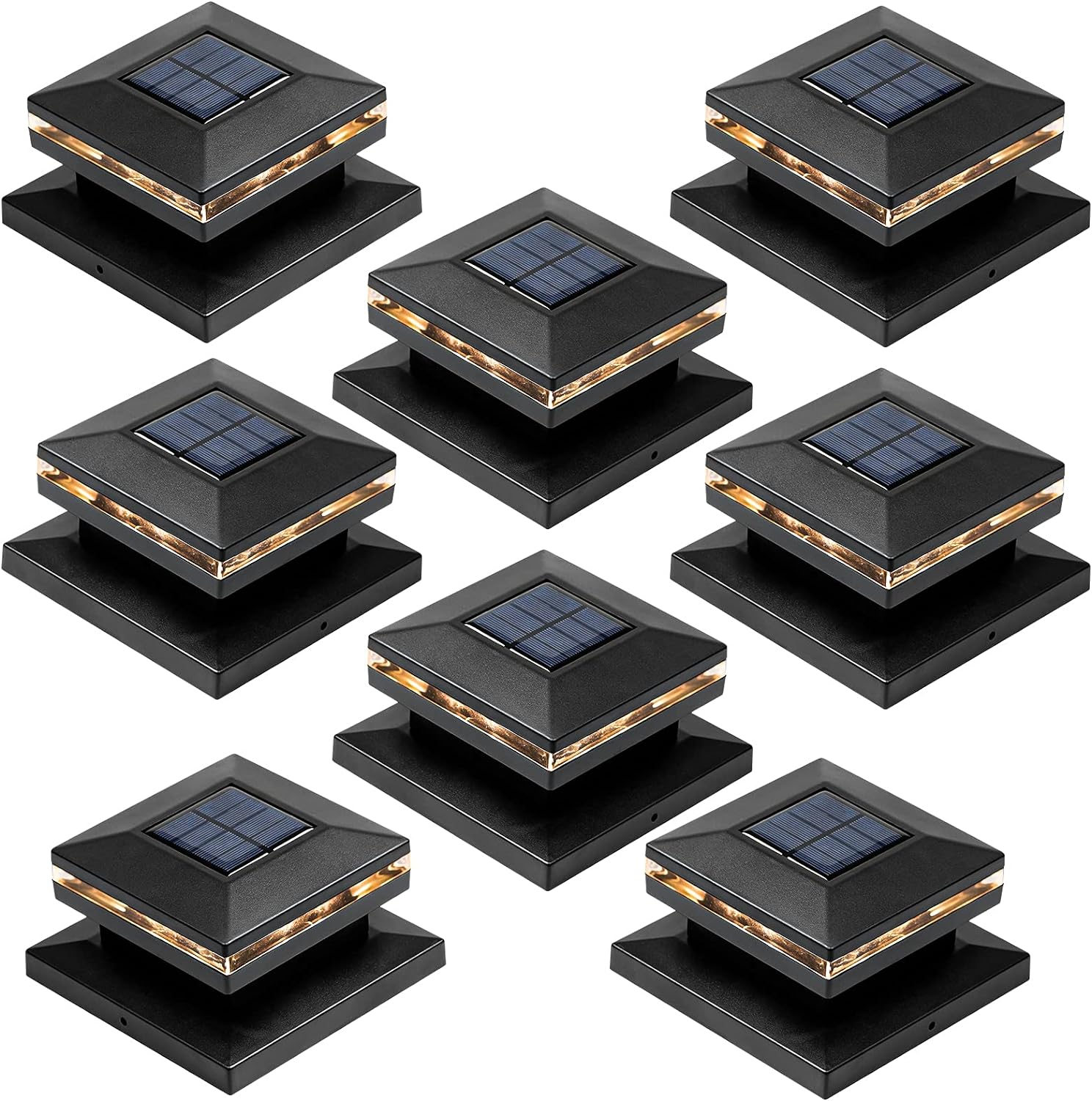 Viewsun 8 Pack Solar Post Lights, Outdoor Fence Post Cap Light Solar Powered Cap...