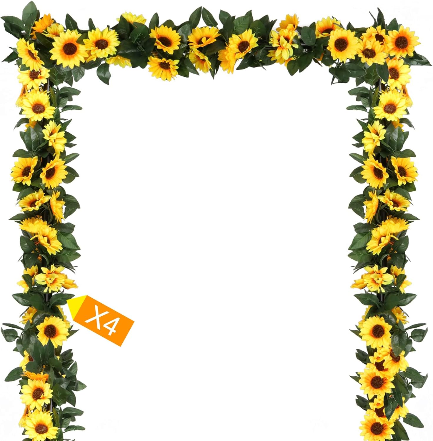 Beferr 4 Pcs Artificial Sunflower Garland Fake Silk Sunflowers Daisy Vines, Yell...