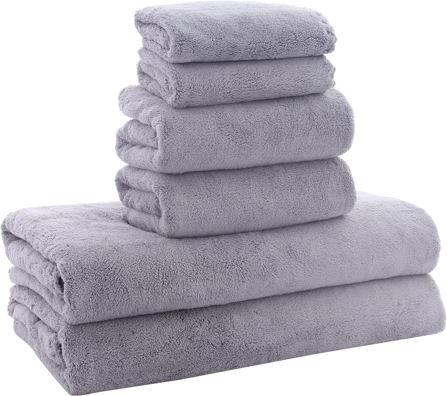 MOONQUEEN Ultra Soft Towel Set - Quick Drying - 2 Bath Towels 2 Hand Towels 2 Wa...