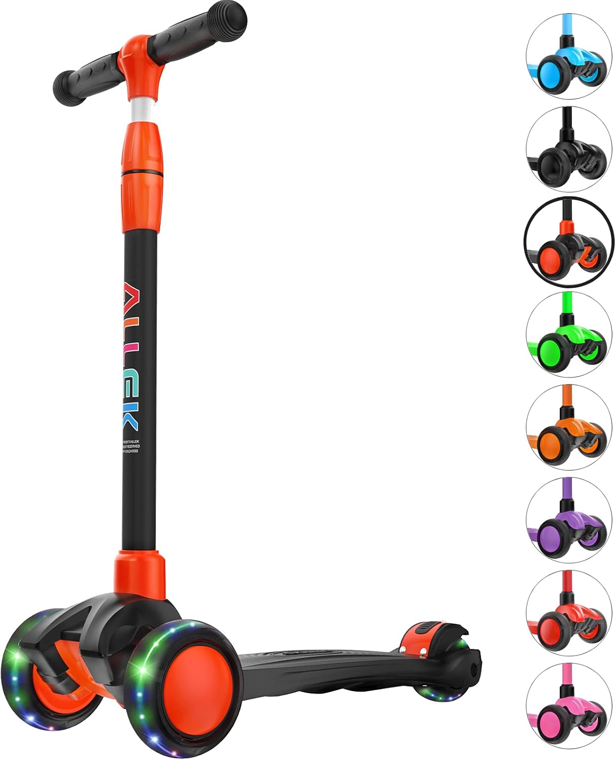 Allek Kick Scooter B03, Lean 'N Glide 3-Wheeled Push Scooter with Extra Wide PU...