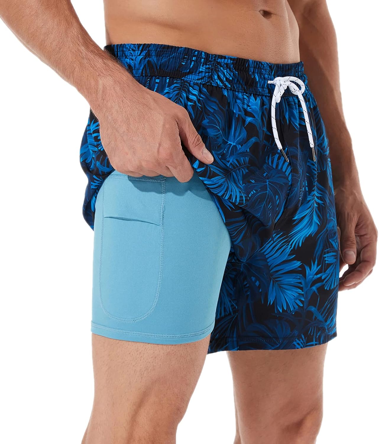BRISIRA Mens Swim Trunks Bathing Suit 5 Inch Inseam Compression Liner Beach Swim...