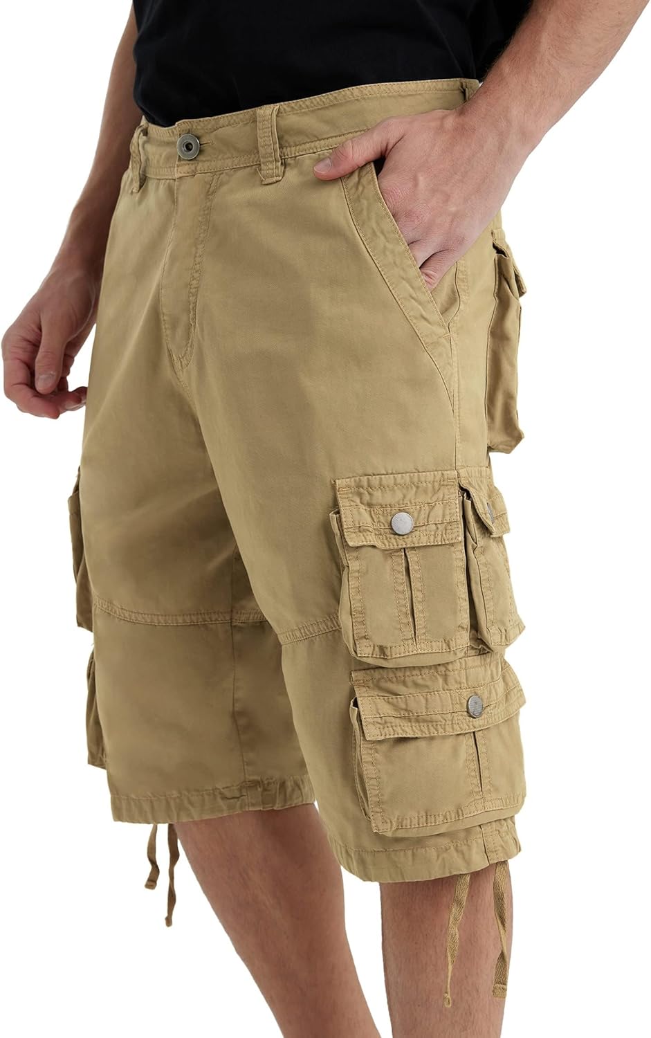 Mens Cargo Shorts Long Capri Below The Knee Shorts 3/4 Relaxed Fit Long Shorts w...