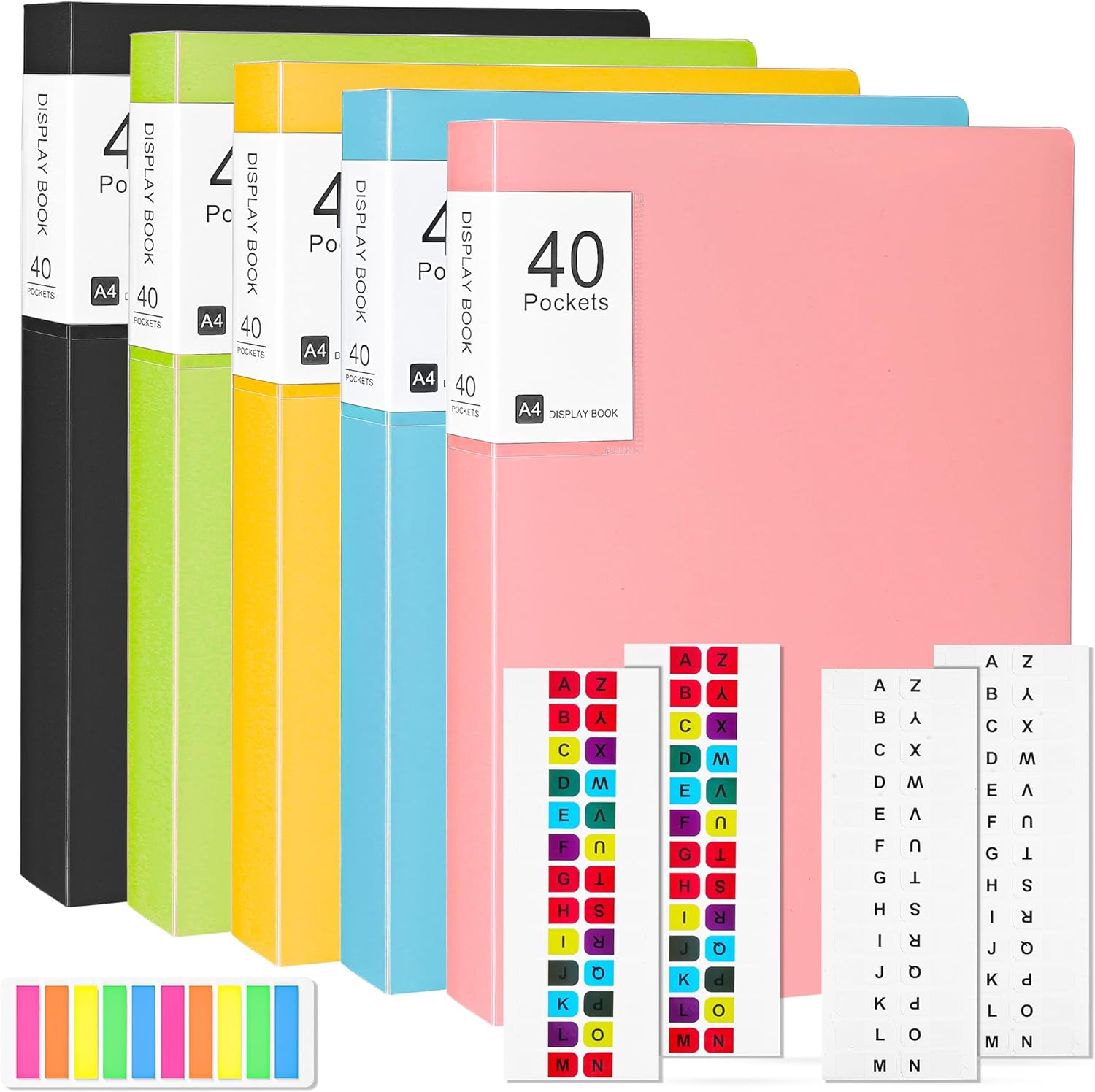 【Upgraded】A4 Display Folder,5 Pack 40 Pockets A4 Display Book with Plastic Sle...
