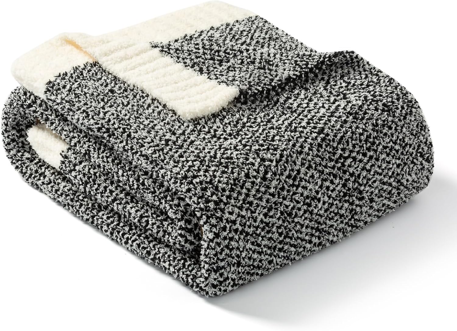 Snuggle Sac Heather Black Throw Blanket for Couch, Reversible Throw Blanket Warm...