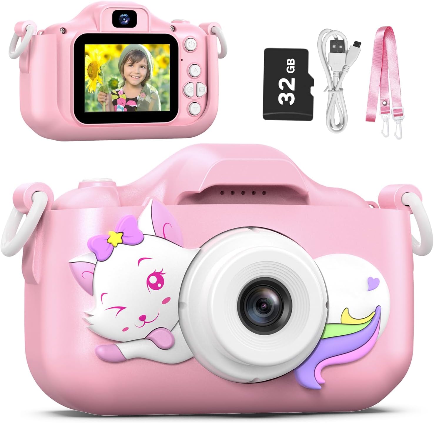 Goopow Kids Selfie Camera Toys for Girls Age 3-9, Digital Video Camera Toy with...