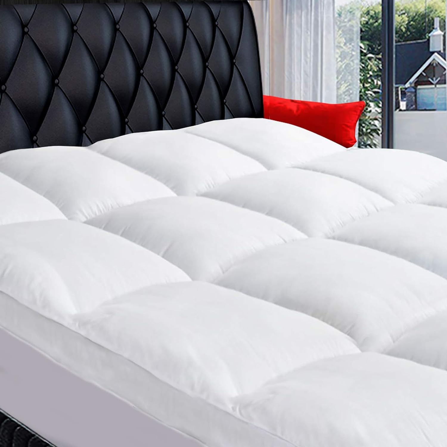Cooling Full Mattress Topper, Extra Thick Pillowtop, Plush Pad Cover 400TC Cotto...
