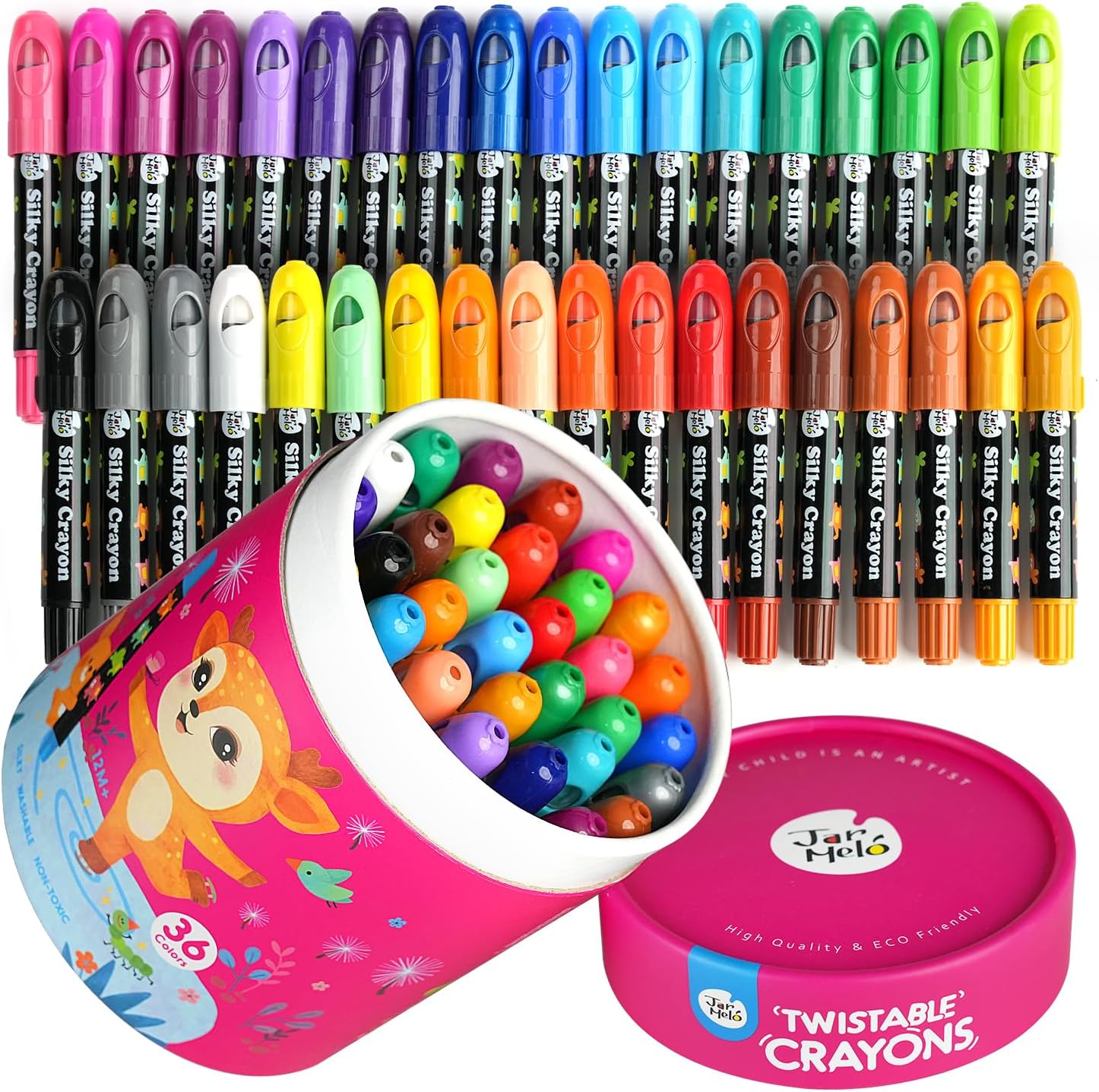 Jar Melo Jumbo Crayons for Toddlers, 36 Colors Twistable Crayons Non Toxic Washa...
