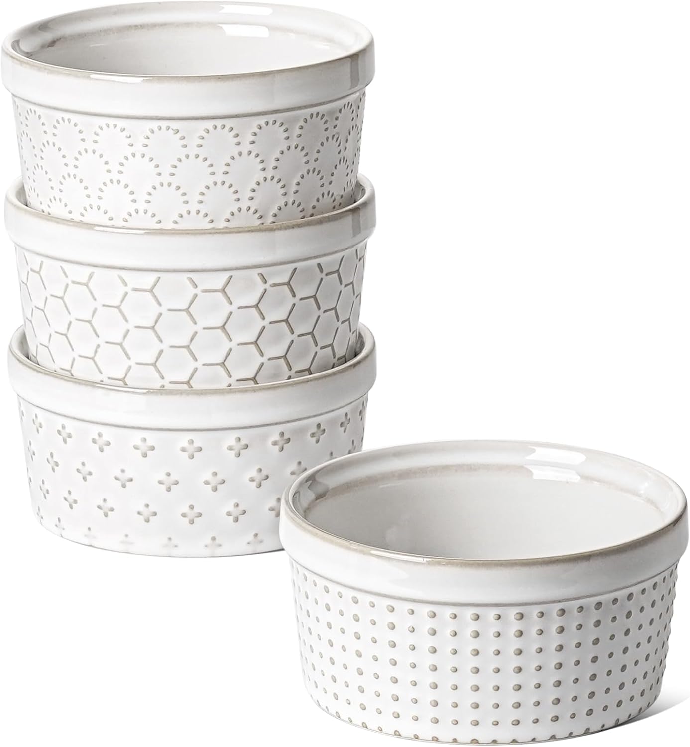 LE TAUCI Ramekins 8 oz, Ramiken for Creme Brulee, Lava Cake, Pudding, Souffle, P...