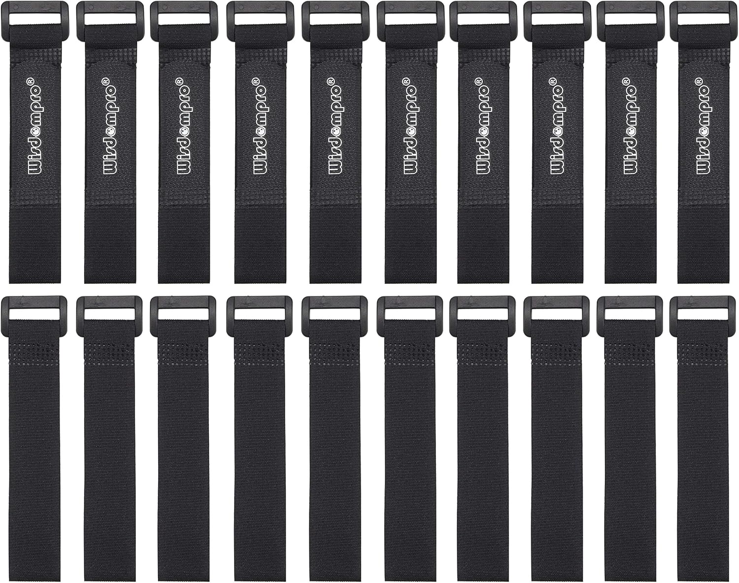 Hook and Loop Cable Ties Reusable, Wisdompro [20 Pack] 0.8 x 8 Inches Fastening...