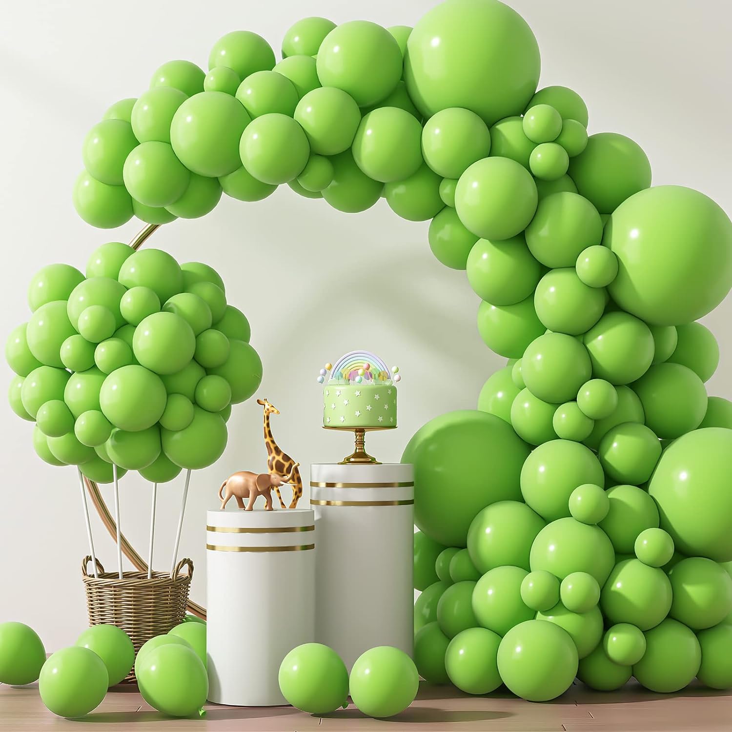 RUBFAC Lime Green Balloons 129pcs Light Green Balloons 18 12 10 5 Inch Fruit Gre...