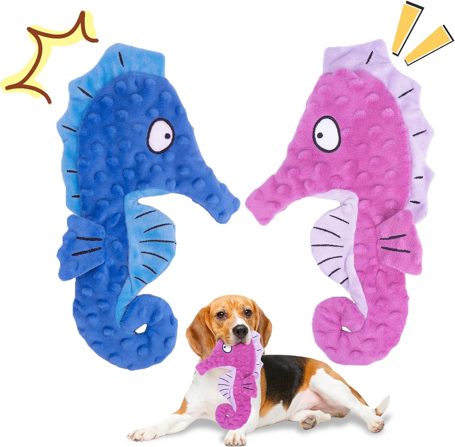 HGB Squeaky Dog Toys, No Stuffing Crinkle Plush Dog Toys for Small Medium Large...