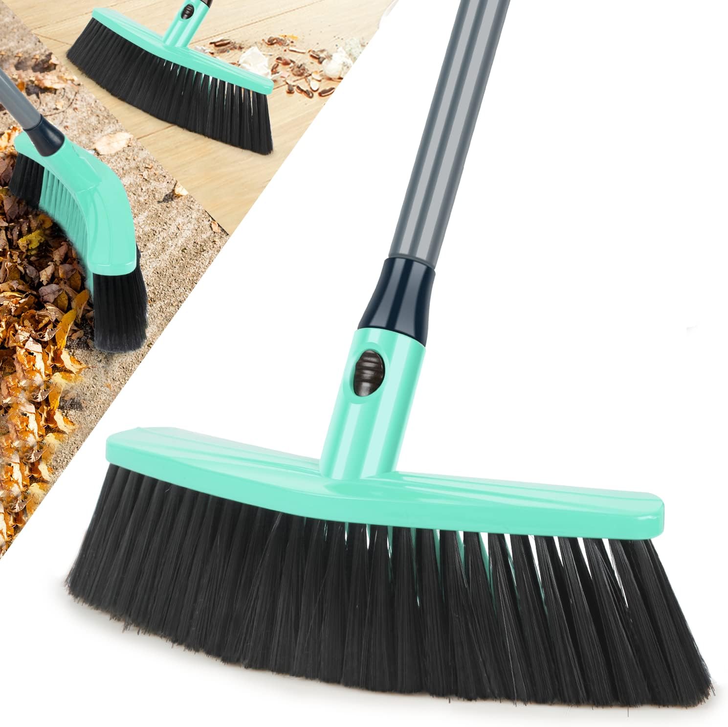 Broom Indoor, PAPCLEAN Sweeping Broom Brush with Long Handle Dense Bristles Broo...