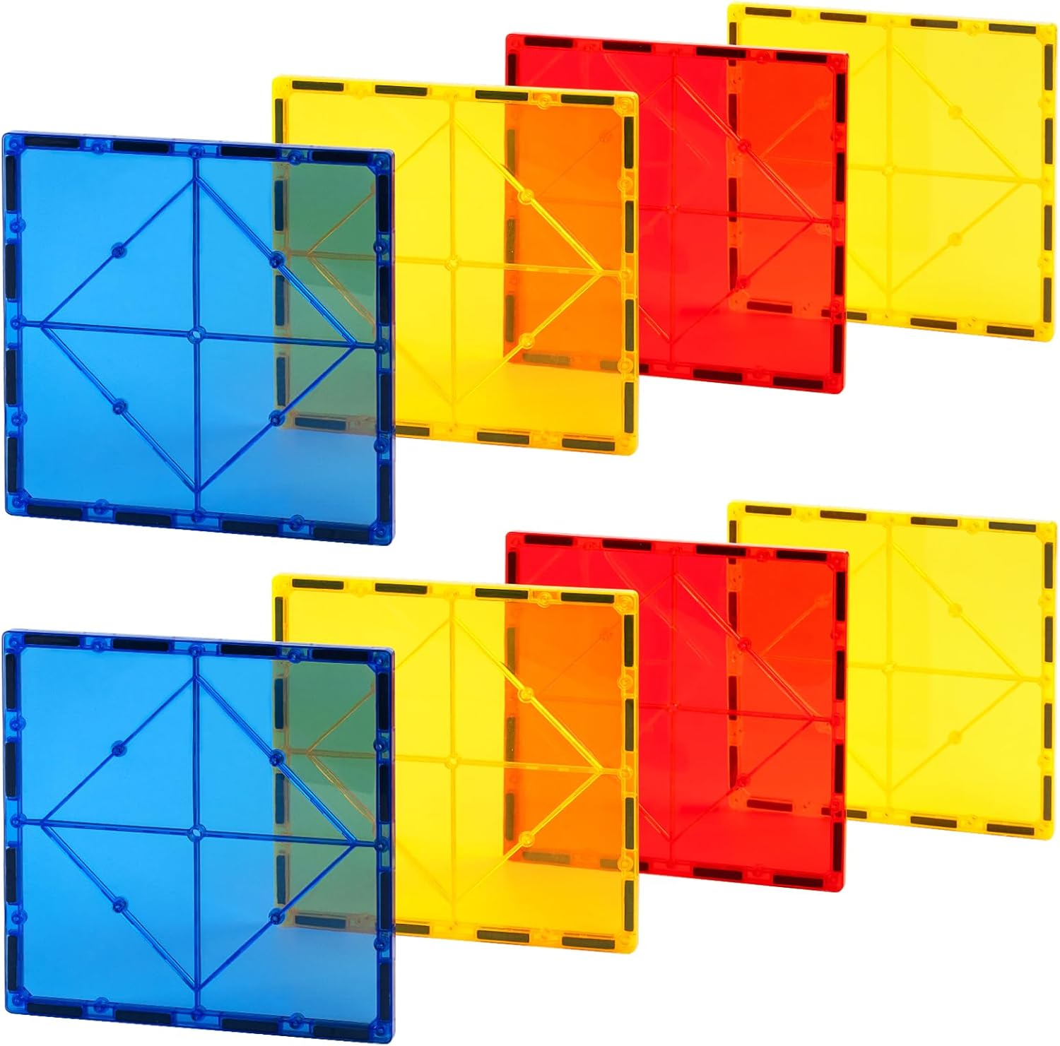 Gemmicc 8 PCS Large Magnetic Tiles,Jumbo Magnet Base Plates,STEM Magnetic Buildi...