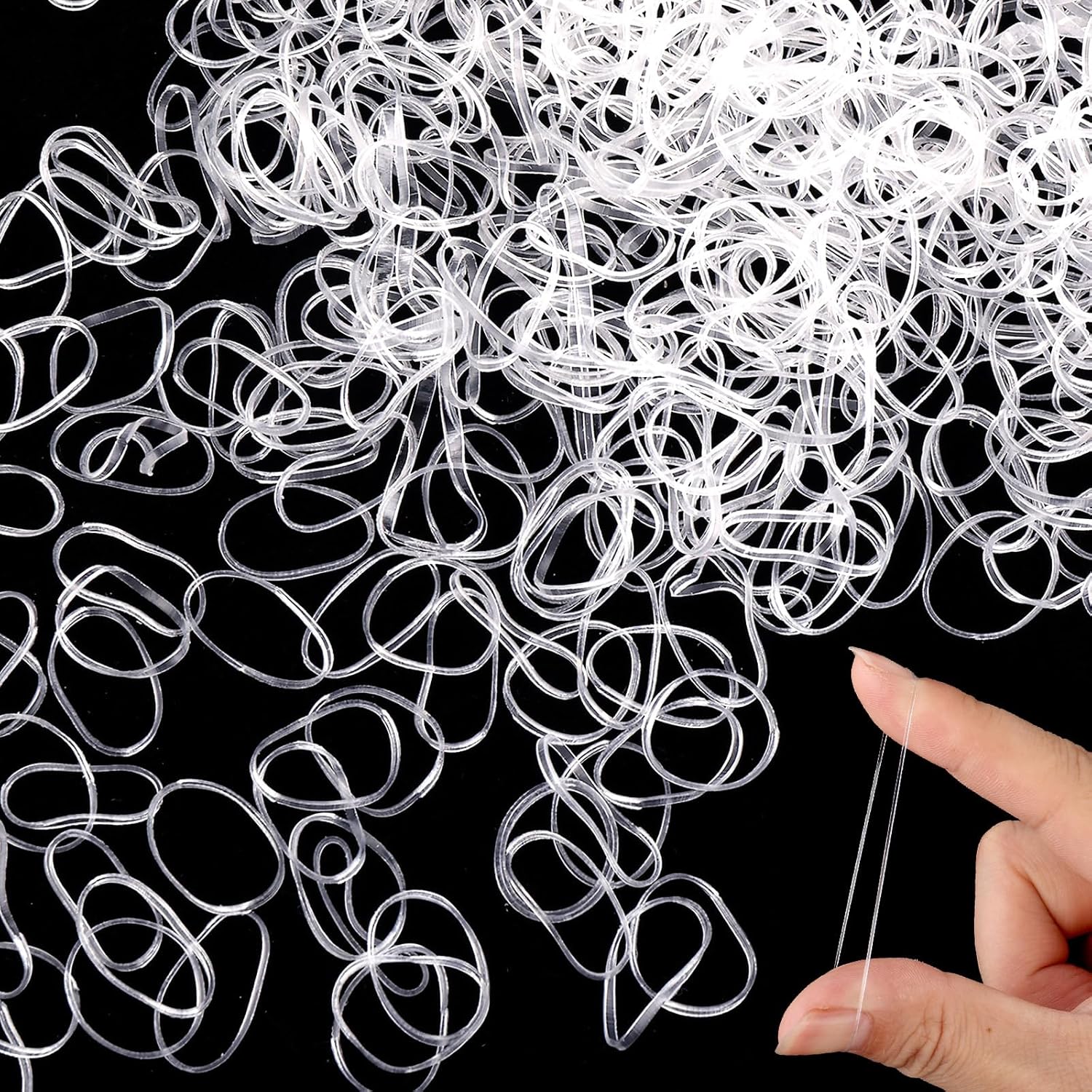 Lusofie 2500Pcs Clear Hair Elastic Bands Small Clear Elastic Hair Bands Soft Bab...