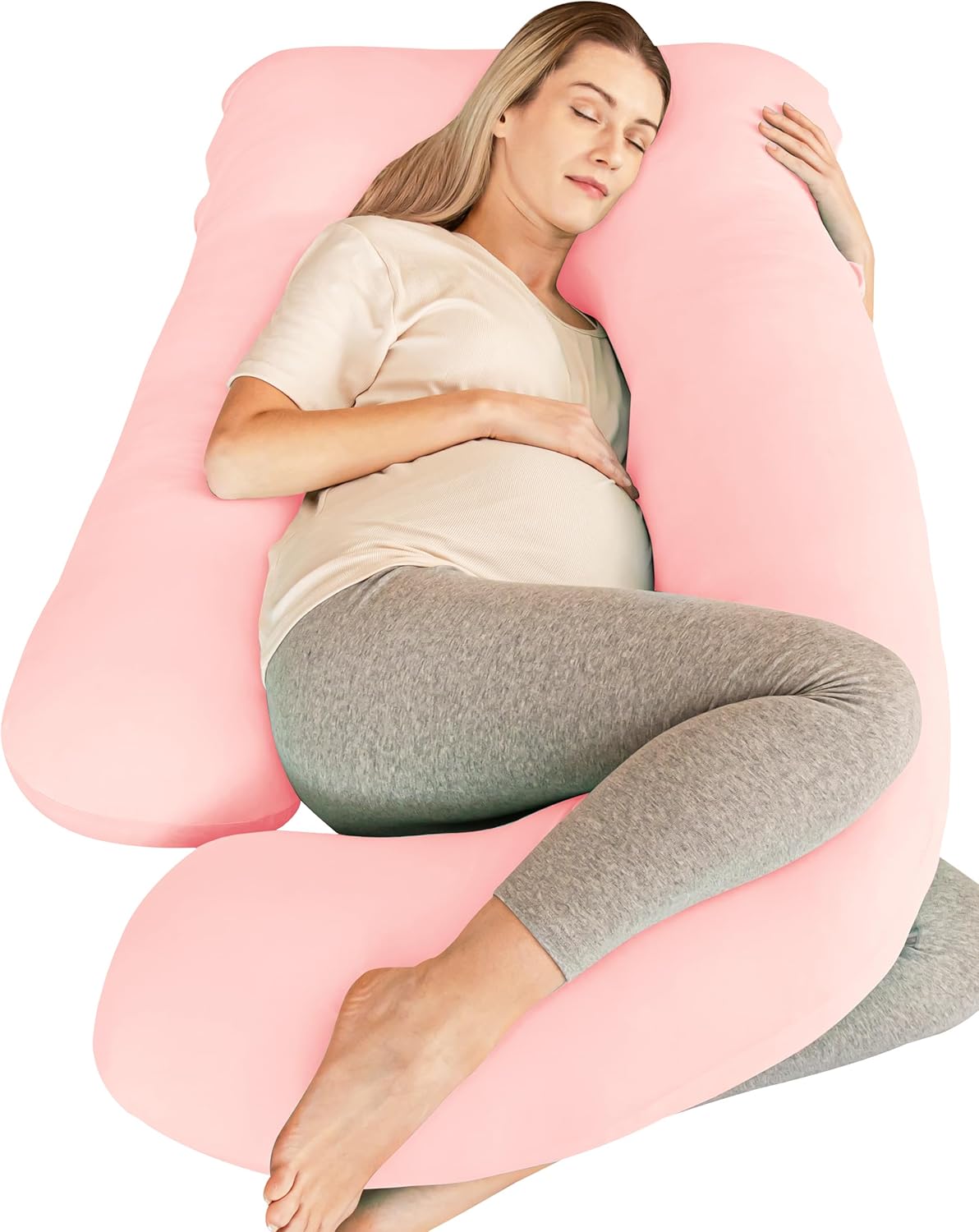 Cute Castle Cooling Cover Pregnancy Pillows, Soft U-Shape Maternity Pillow with...