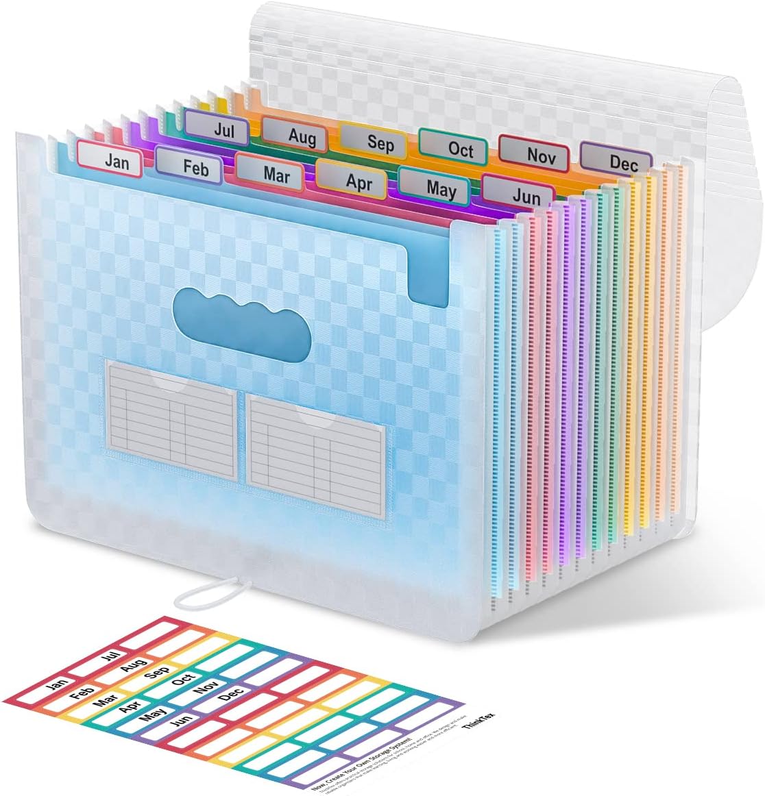 ThinkTex Accordian File Organiser, 12 Pockets Expanding File Folders, Portable M...