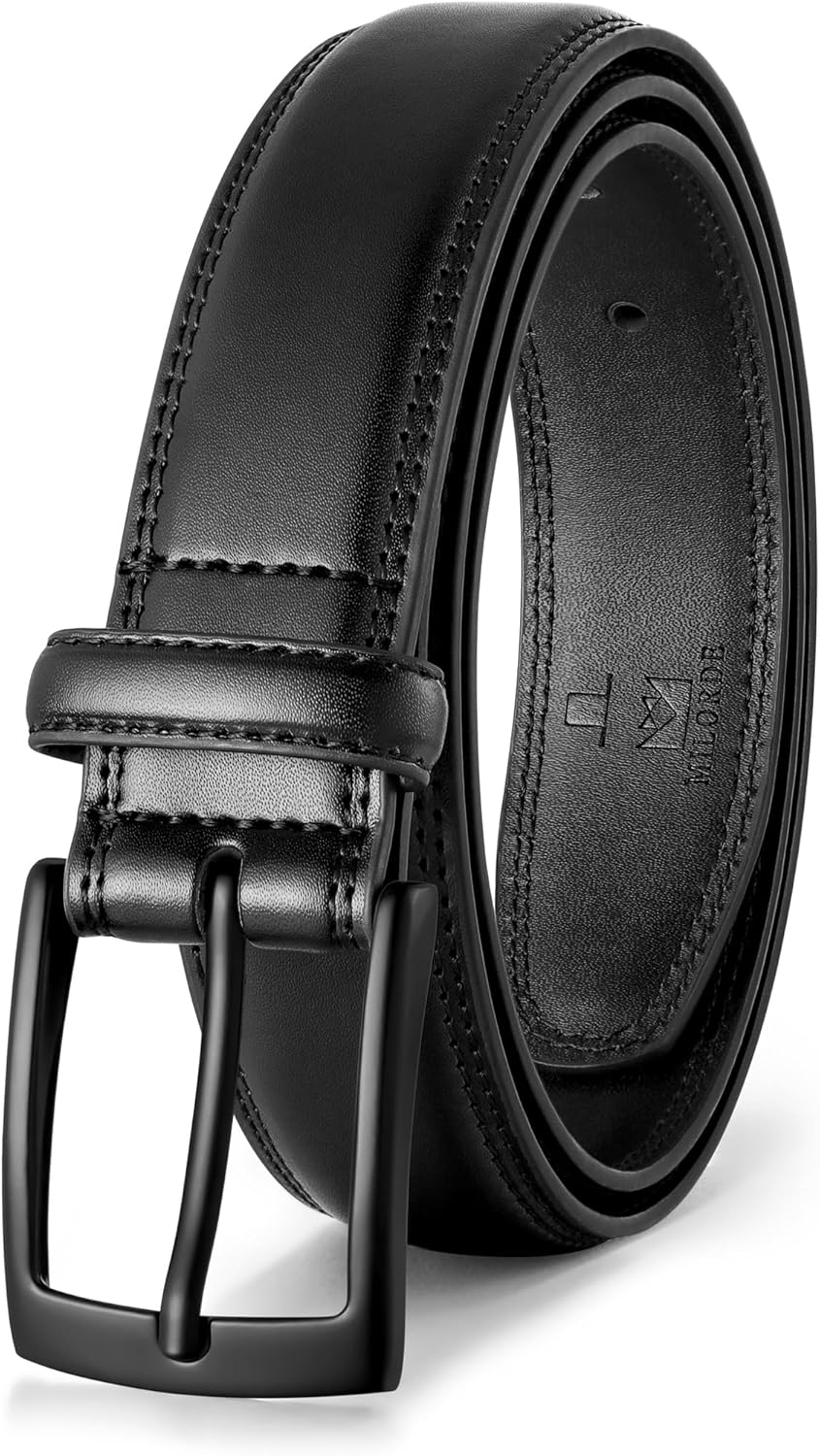 MILORDE Men's Genuine Leather Dress Belt, Handmade, 100% Cow Leather, Fashion &...