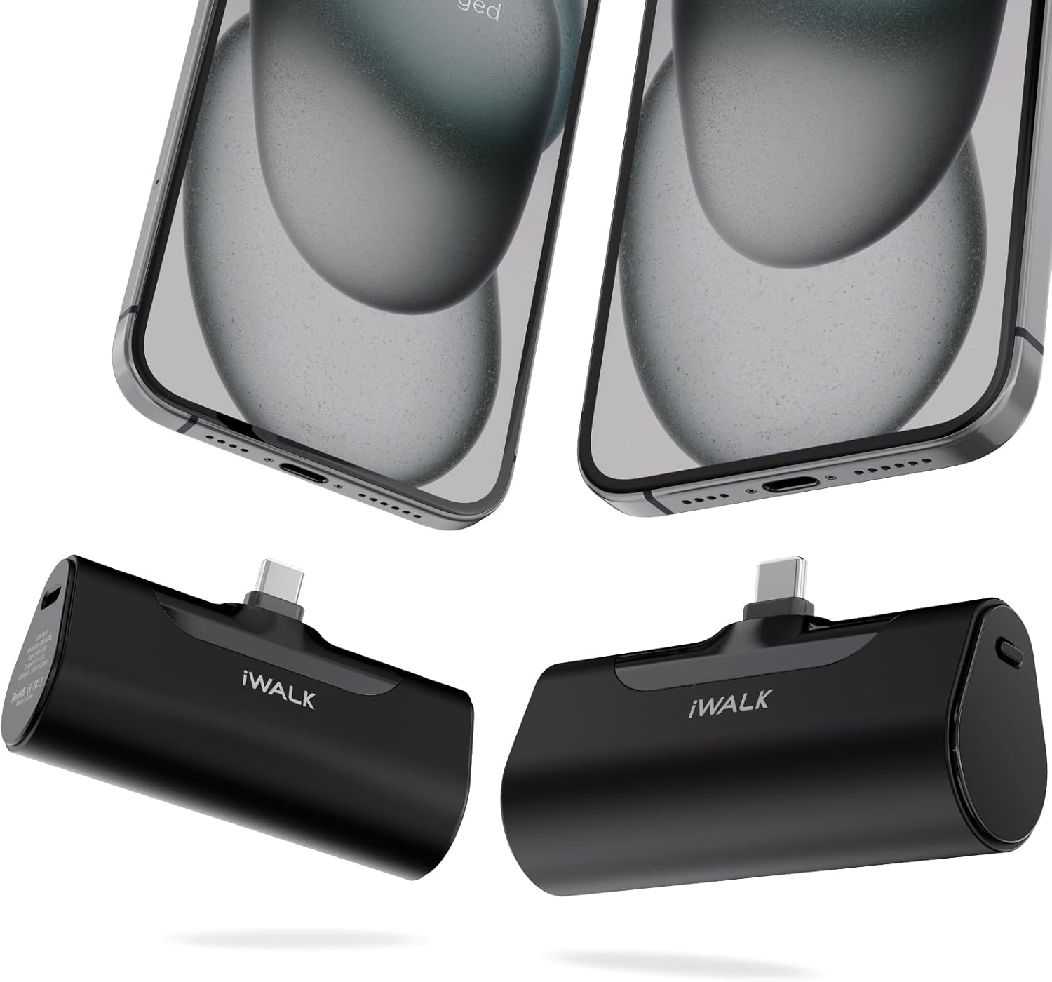 iWALK 2 Pack Small Portable Charger USB-C Cute Power Bank 4500mAh Battery Pack C...